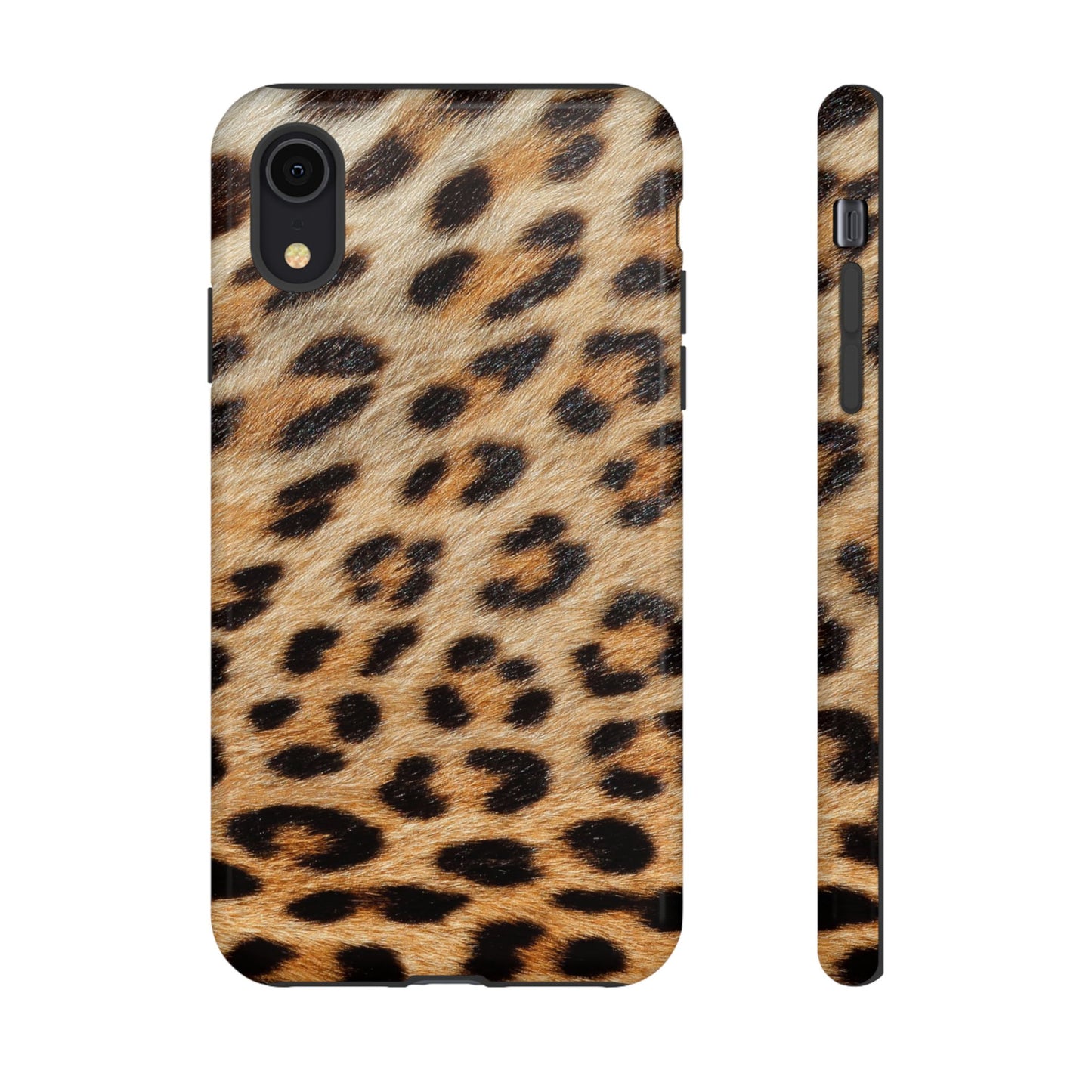 Leopard Print Tough Phone Case — Durable Protective Case with Wild Animal Fur Design