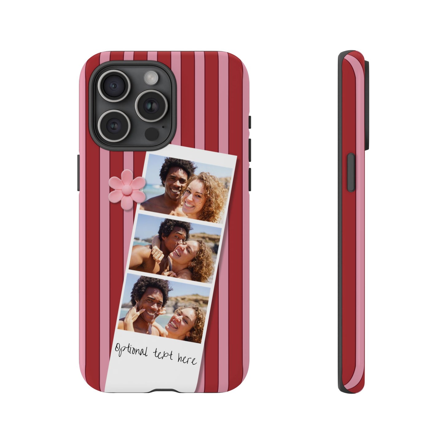 Customisable Three Photo Personalised Collage Tough Phone Case for Apple iPhone, Samsung Galaxy and Google Pixel.