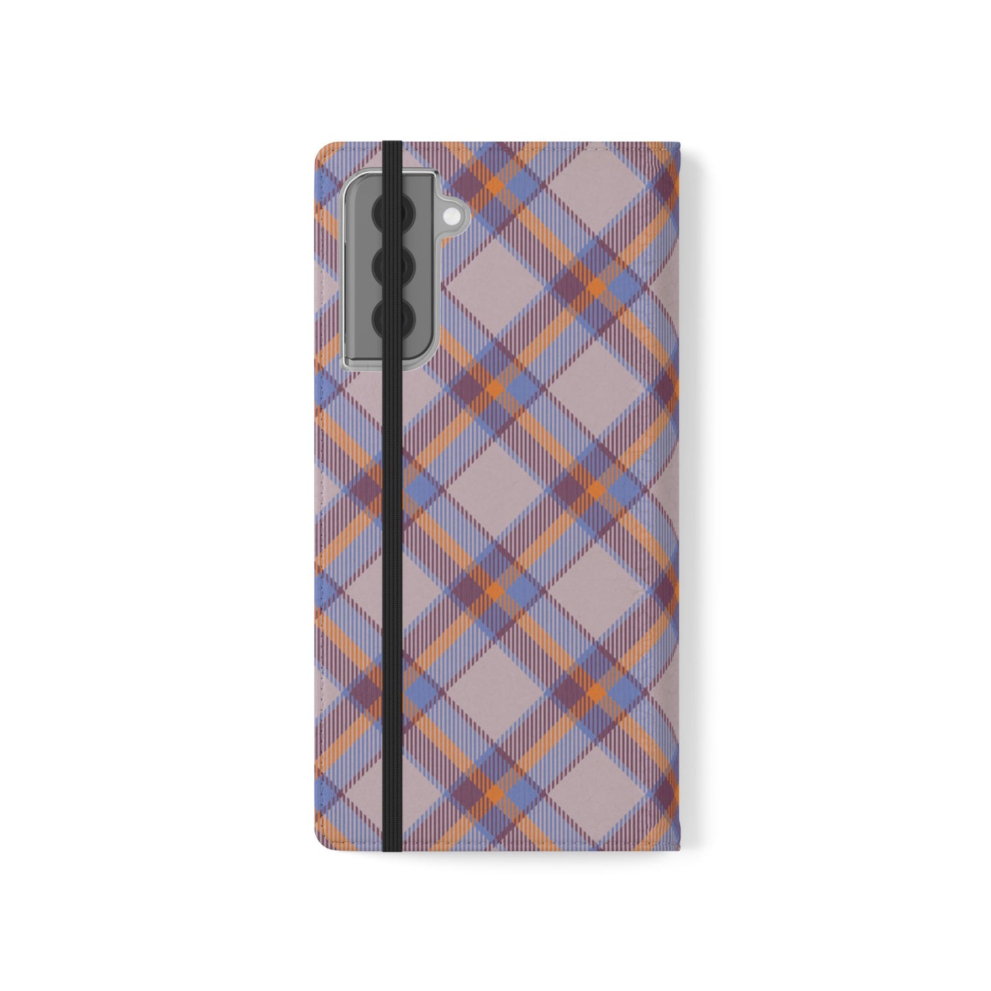 Tartan Flip Phone Case — purple & Orange Plaid Wallet Cover