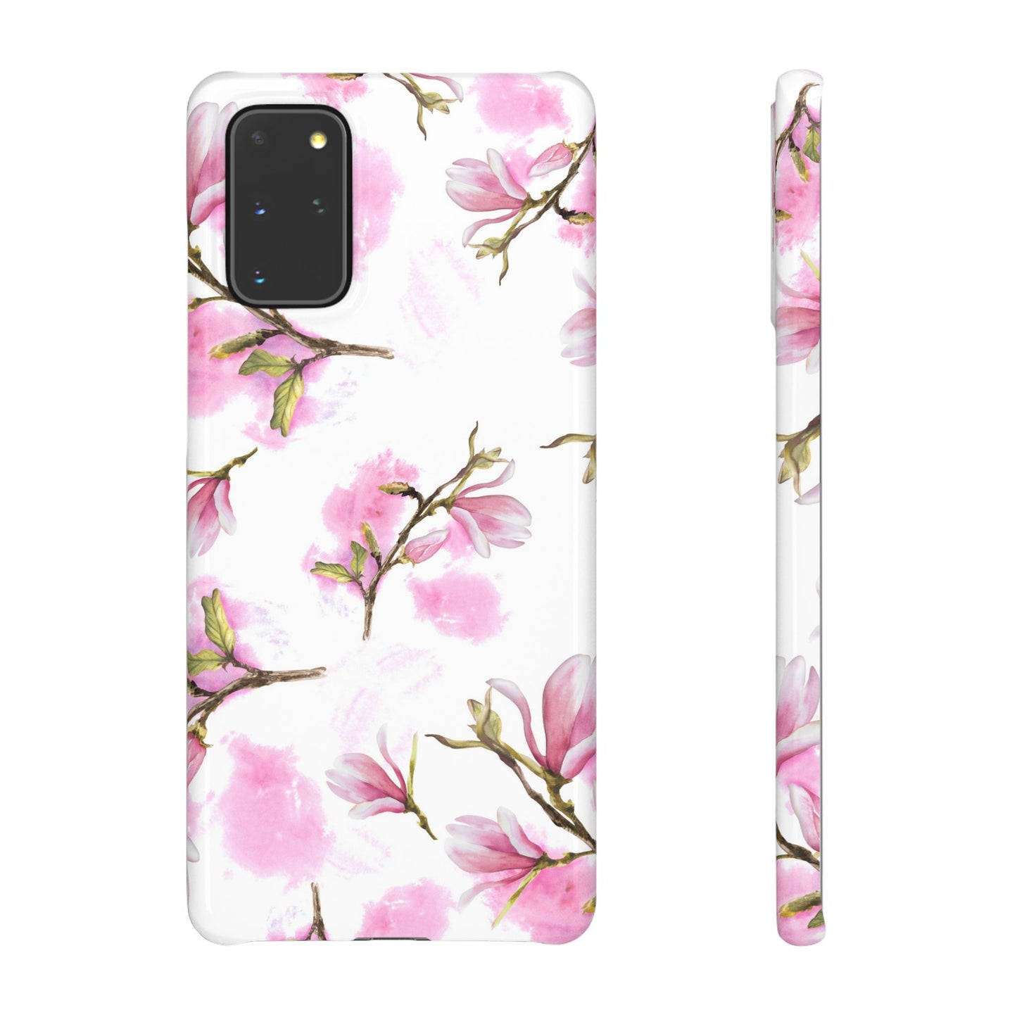 Floral Magnolia Slim Phone Case – Pink Watercolor Snap Case for Apple iPhone and Samsung Galaxy.