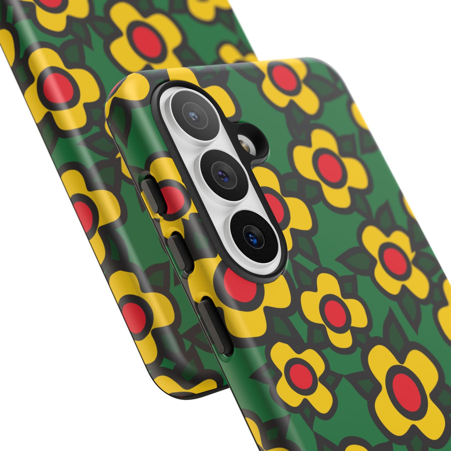 Floral Pop Tough Phone Case — Retro Yellow Red Flower Pattern