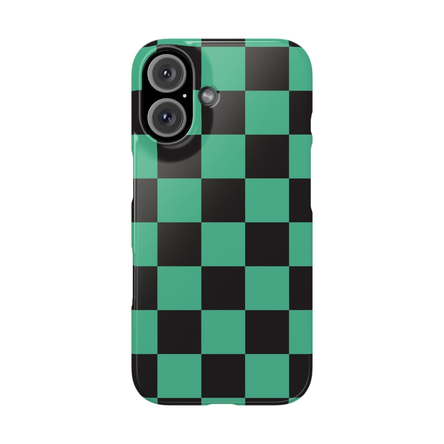 Checkered Teal Snap Case — Black & Teal Phone Cover