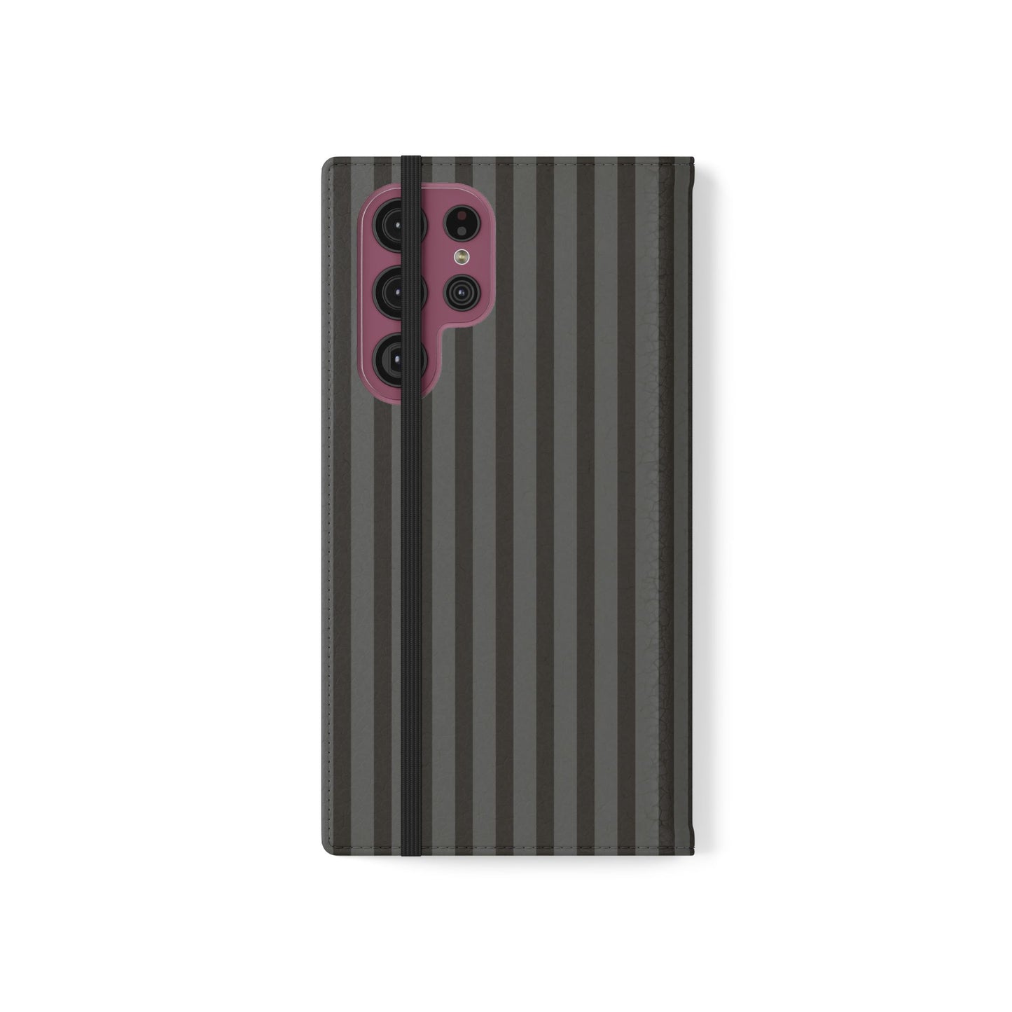 Striped Gray Flip Phone Case — Wallet Flip Case with Card Slots