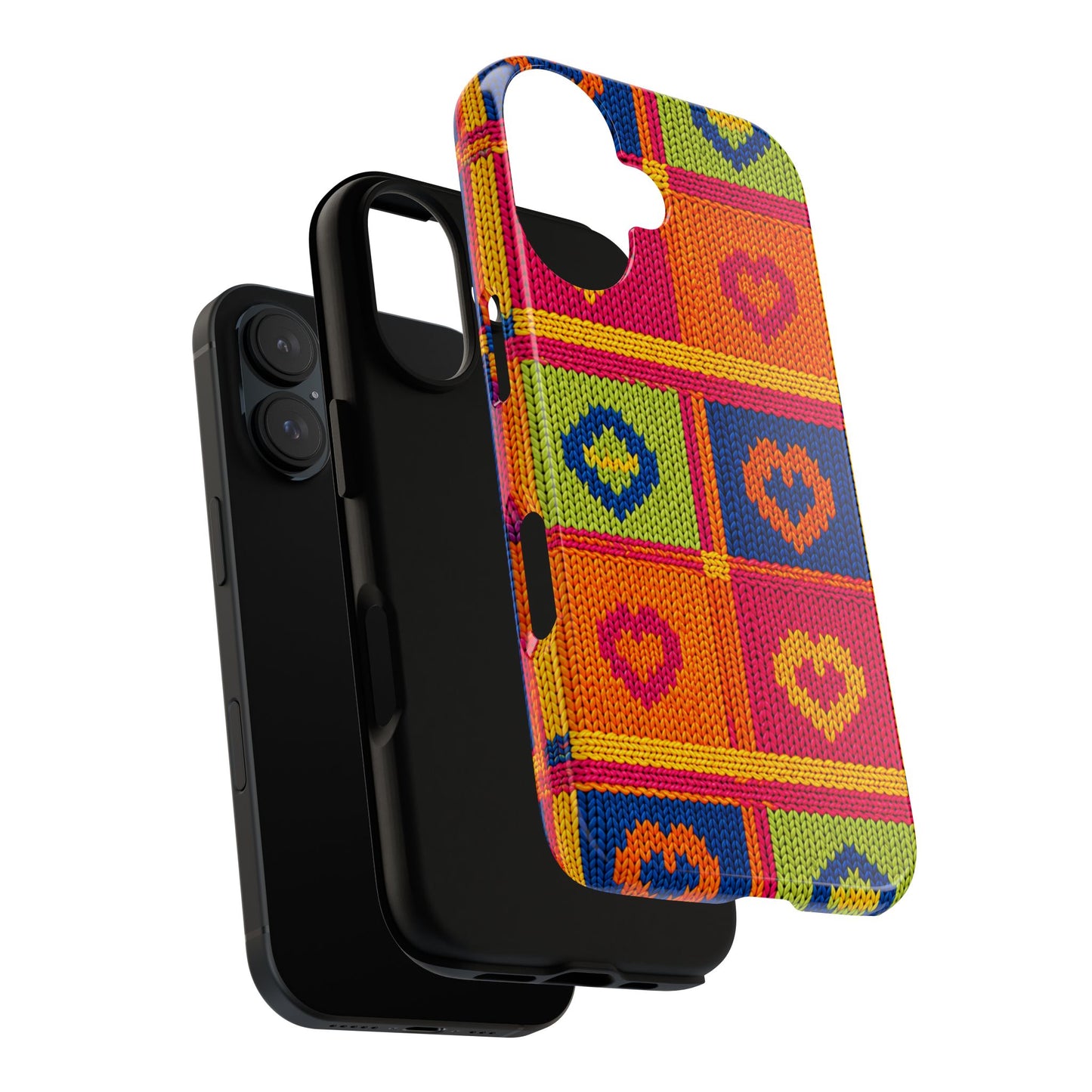 Retro Knit Pattern Heart Patch Tough Phone Case