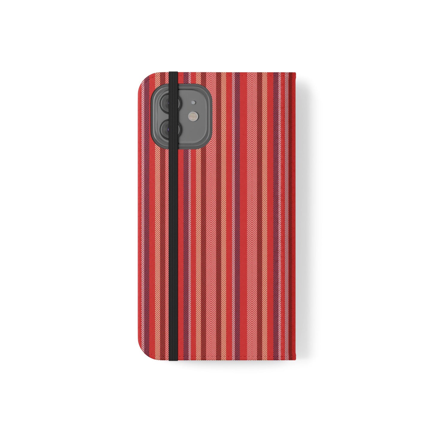 Red Stripe Flip Phone Case – Protective Wallet Folio with Card Slots