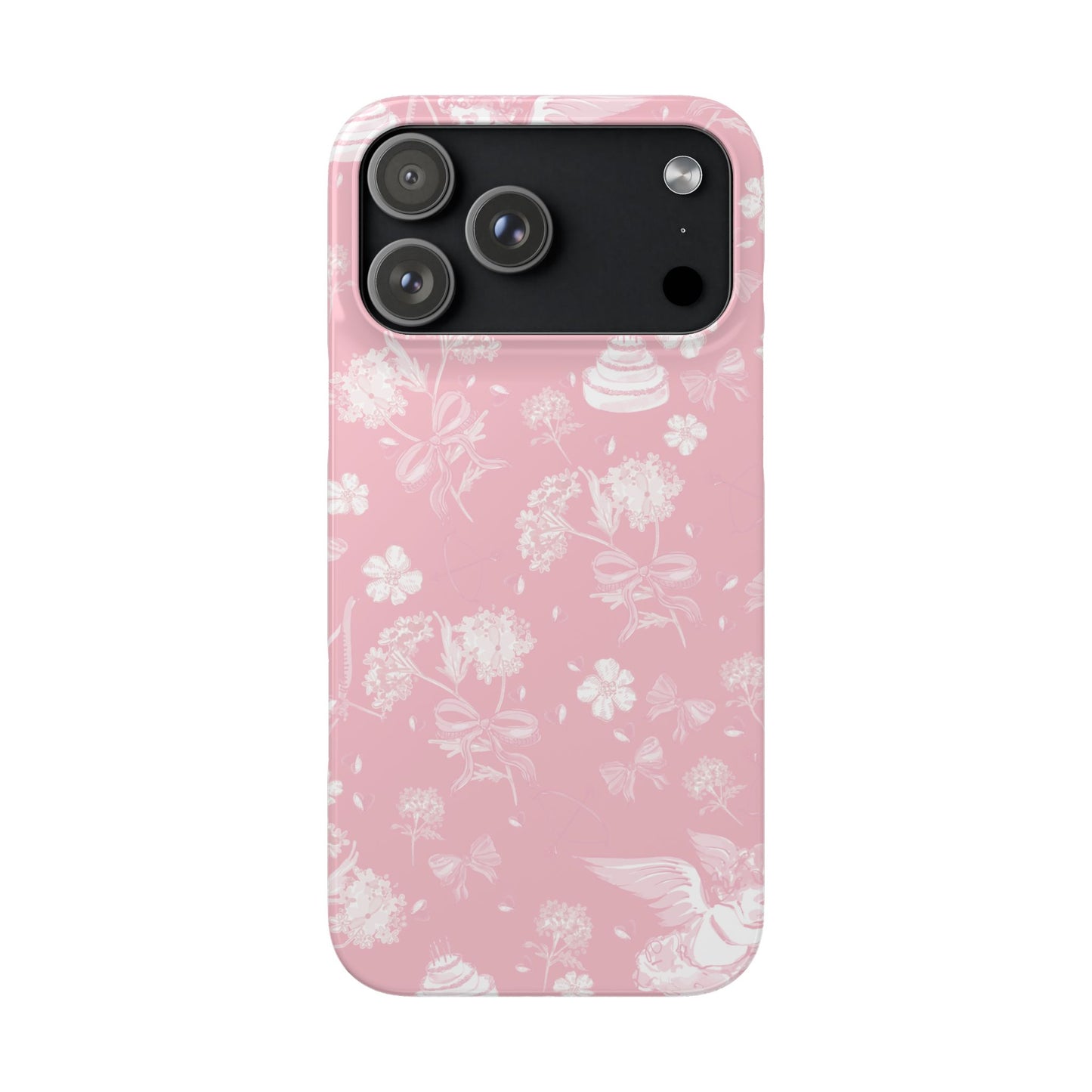 Pink Floral Slim Phone Case for Apple iPhone, Samsung Galaxy and Google Pixel.