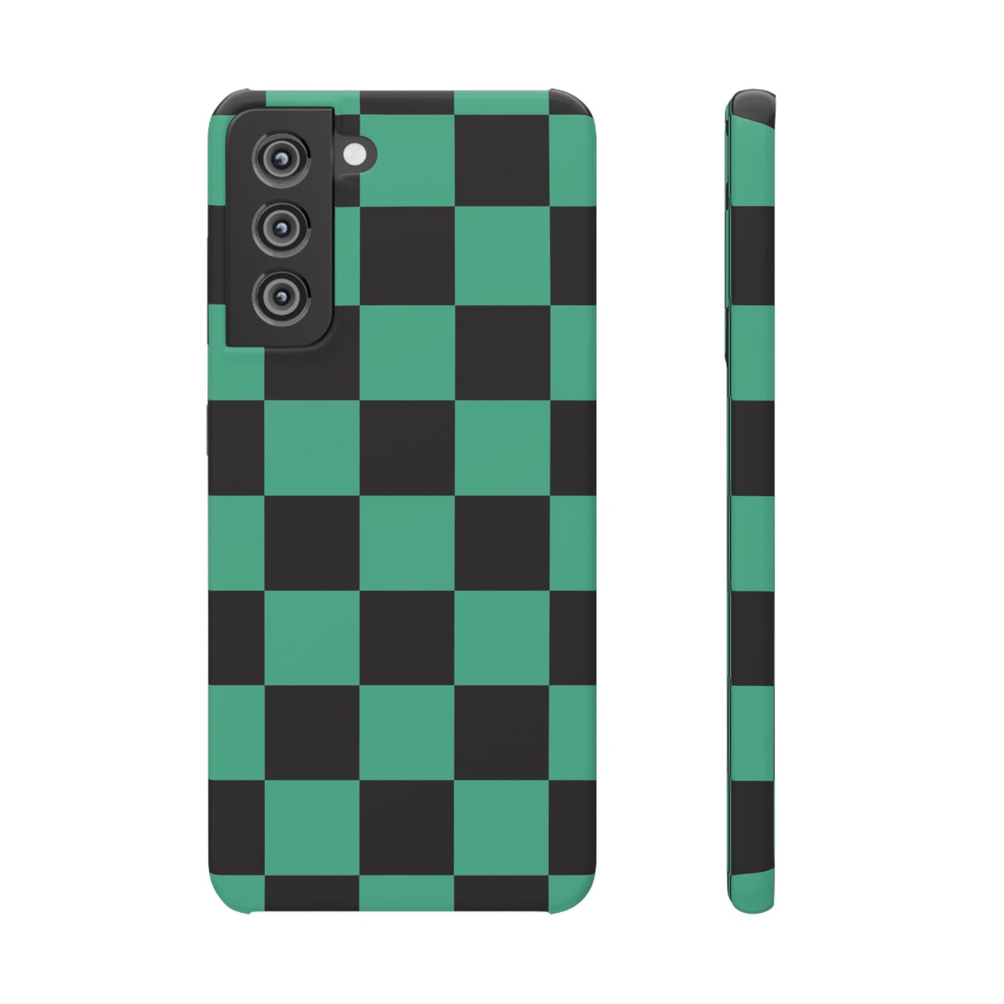 Checkered Teal Snap Case — Black & Teal Phone Cover