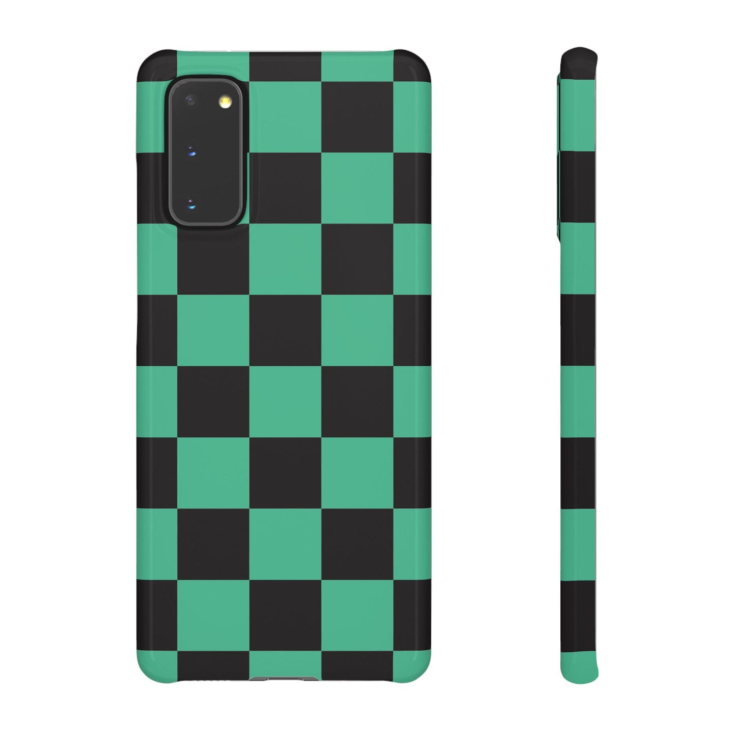 Checkered Teal Snap Case — Black & Teal Phone Cover