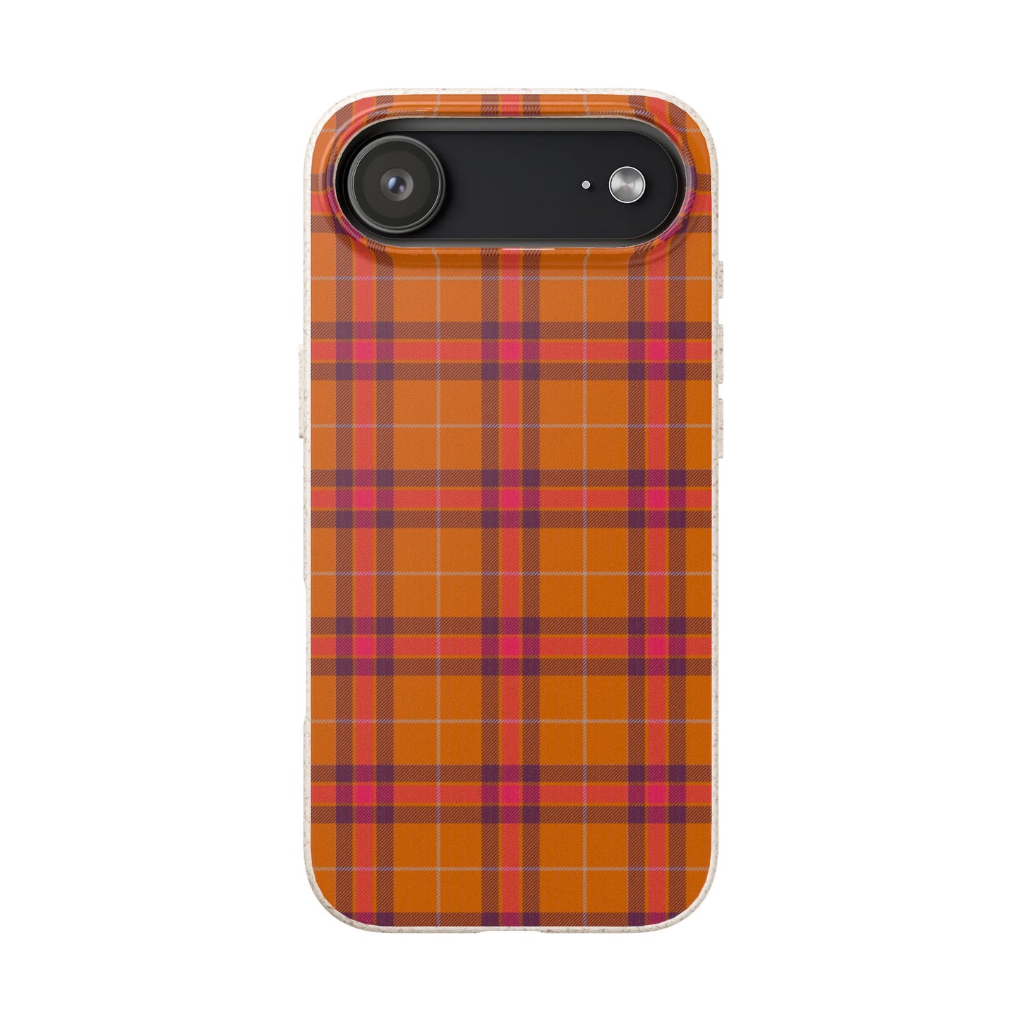 Biodegradable Autumn Orange Plaid Eco-Friendly Phone Cover for Apple iPhone and Samsung Galaxy.