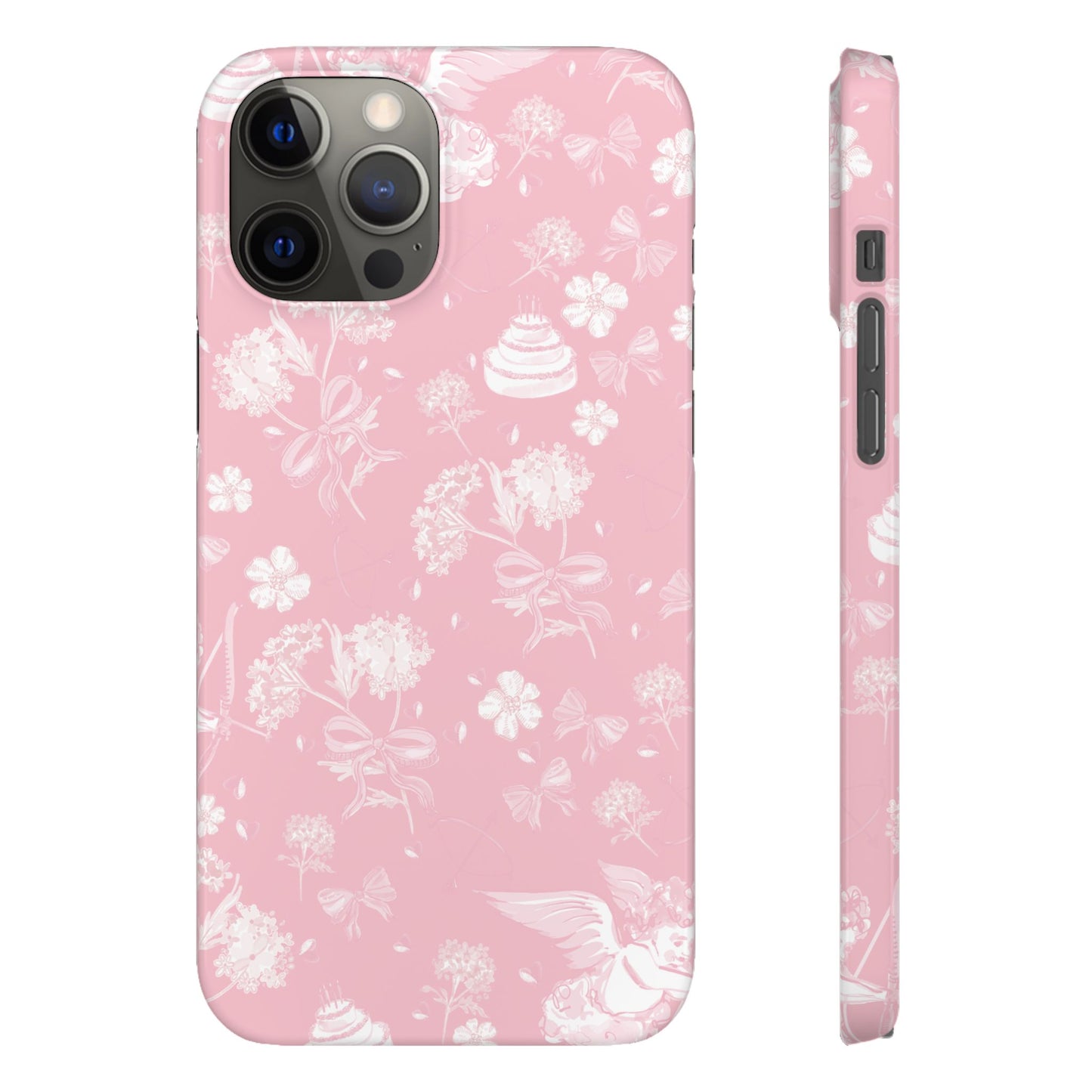 Pink Floral Slim Phone Case for Apple iPhone, Samsung Galaxy and Google Pixel.