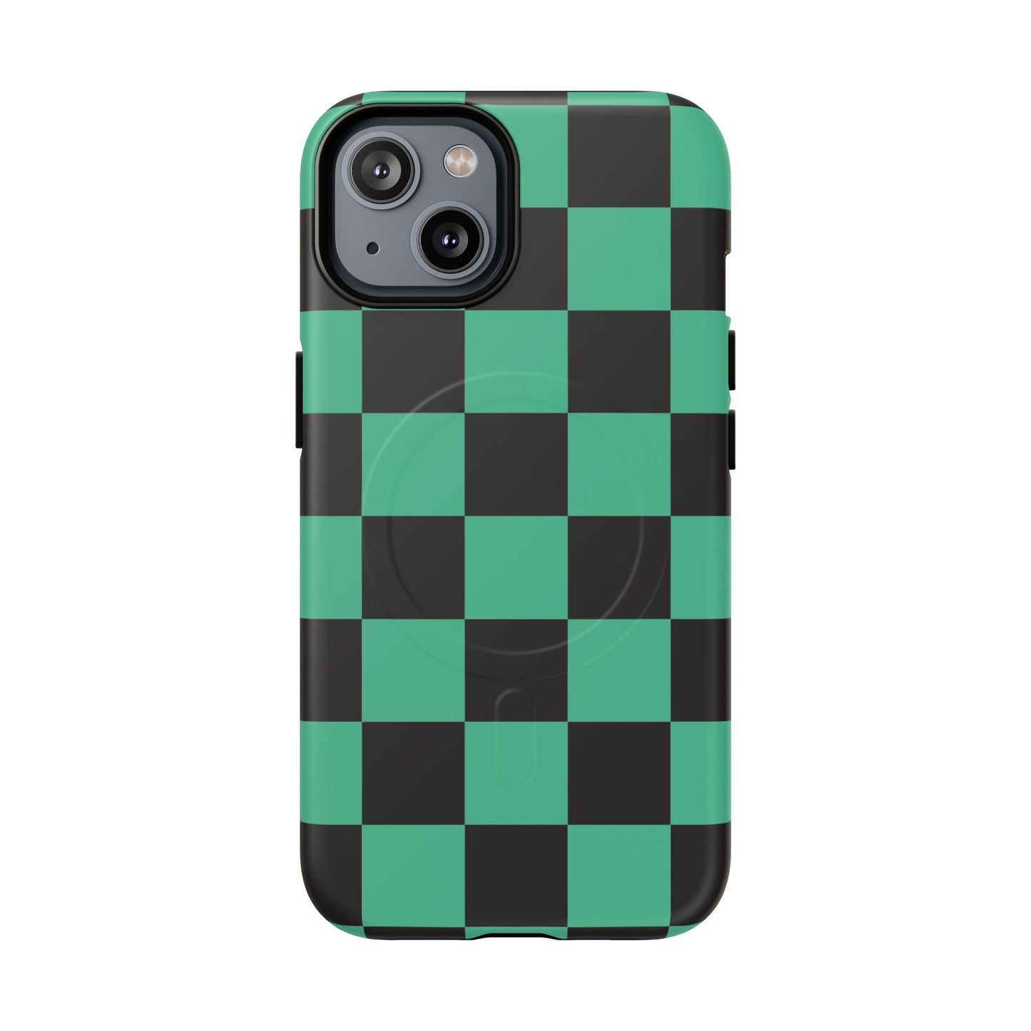 Tanjiro Magnetic Phone Case — Green and Black Chequered Tough Protective MagSafe Case