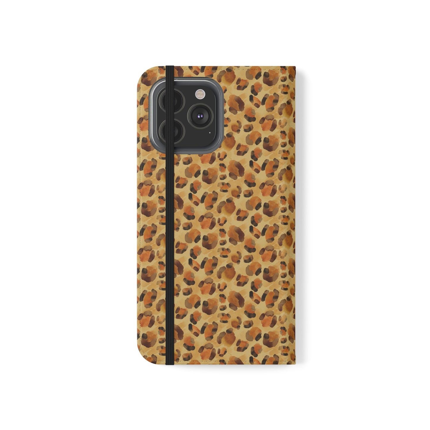 Leopard Print Flip Phone Case — Cardholder Wallet Folio