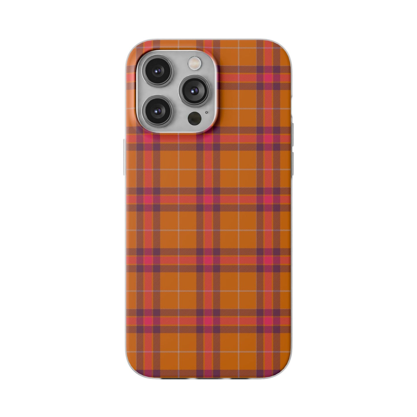 Orange Plaid Flexi Phone Case for Apple iPhone and Samsung Galaxy.