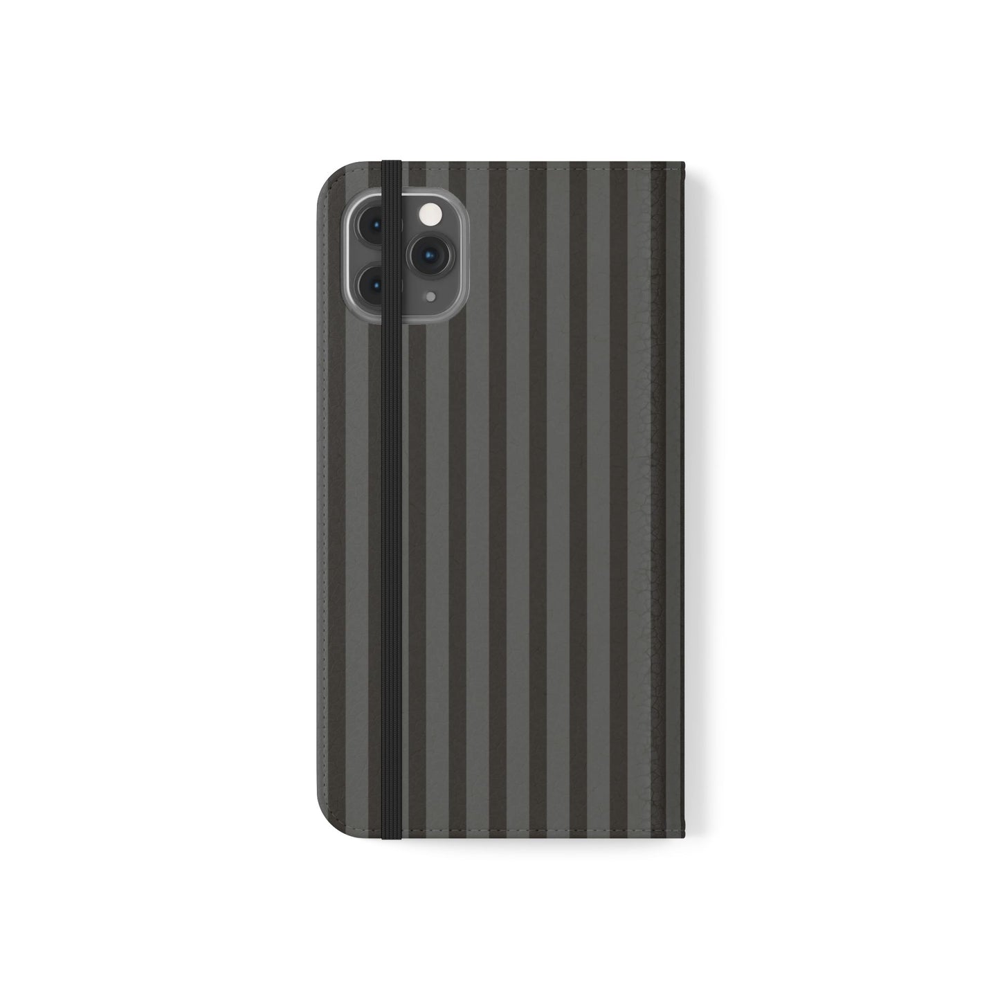 Striped Gray Flip Phone Case — Wallet Flip Case with Card Slots
