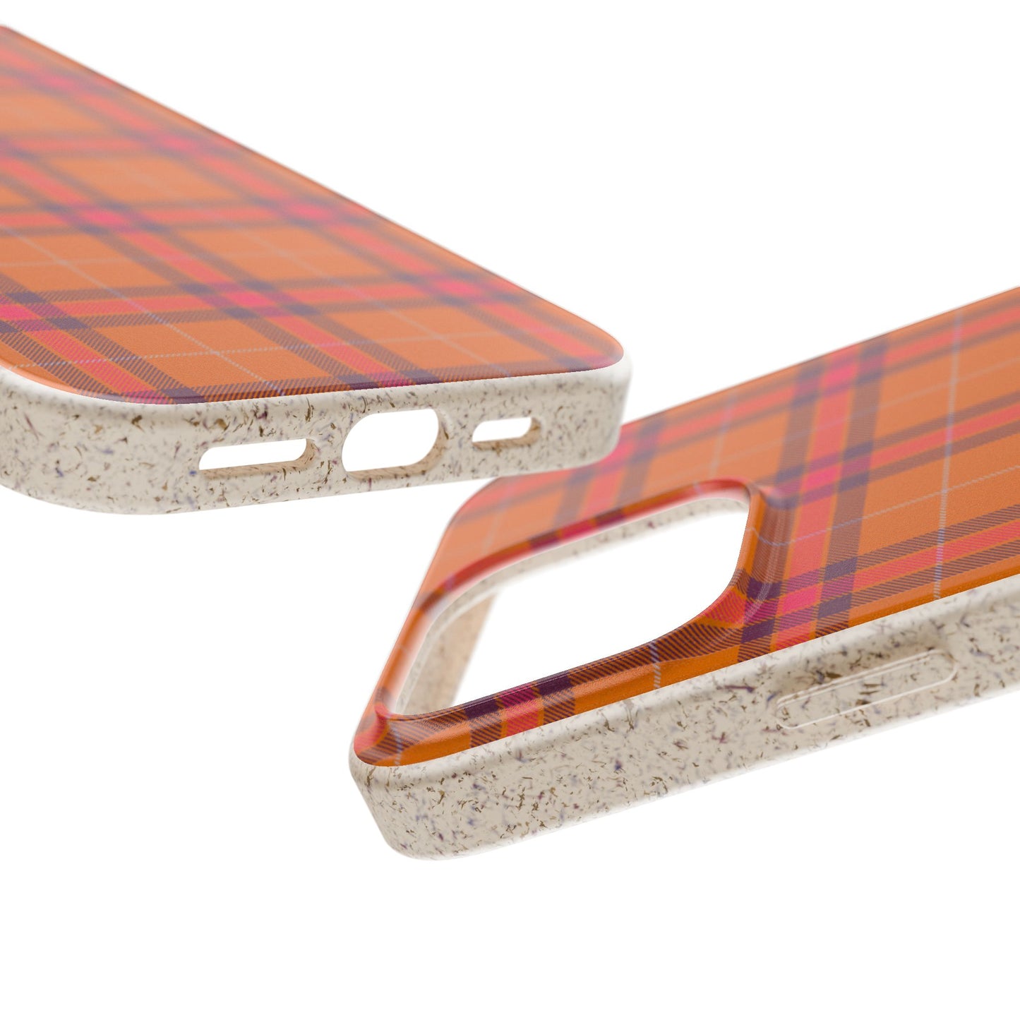 Biodegradable Autumn Orange Plaid Eco-Friendly Phone Cover for Apple iPhone and Samsung Galaxy.