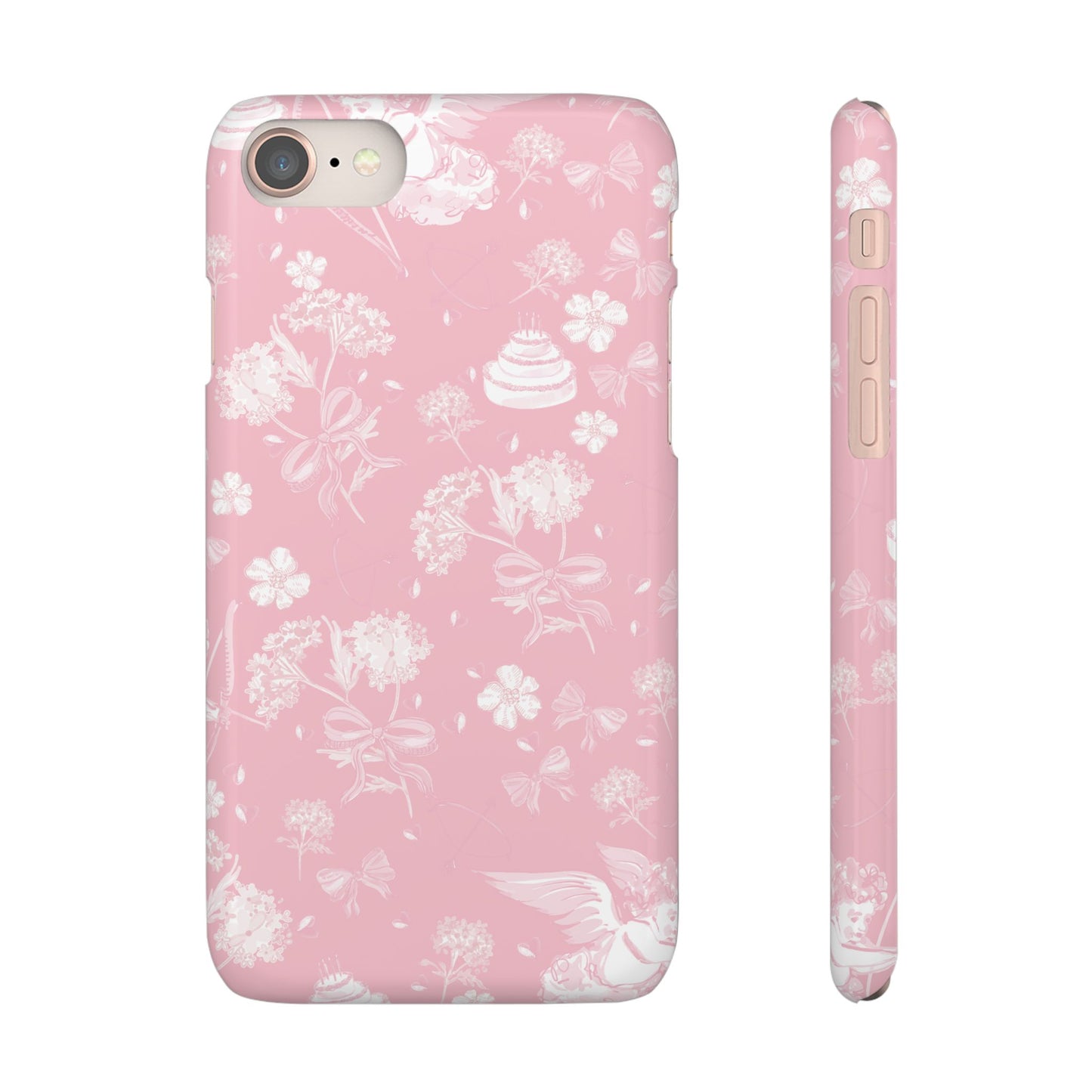 Pink Floral Slim Phone Case for Apple iPhone, Samsung Galaxy and Google Pixel.