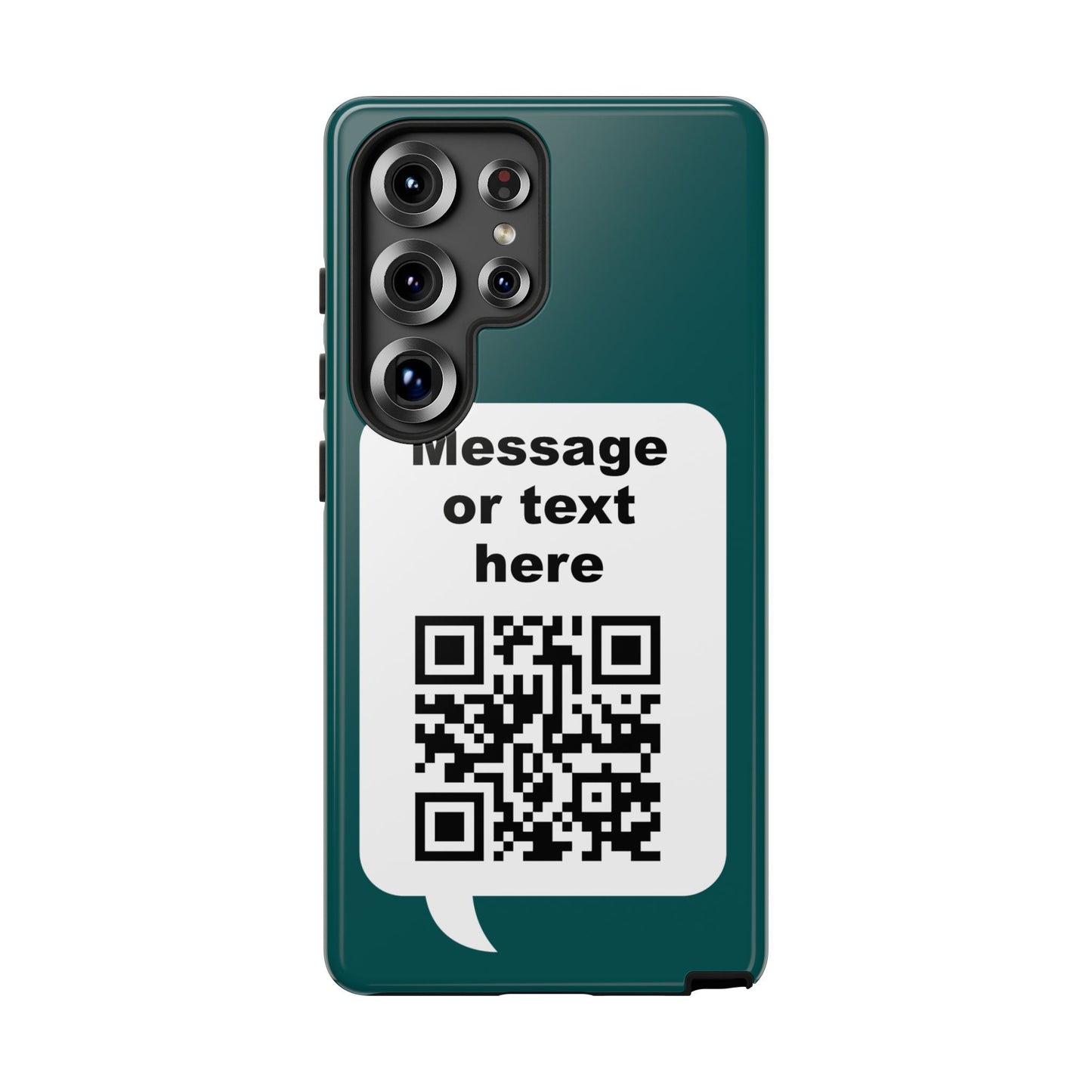 Custom QR Code Tough Phone Case — "Custom text" Contact Case