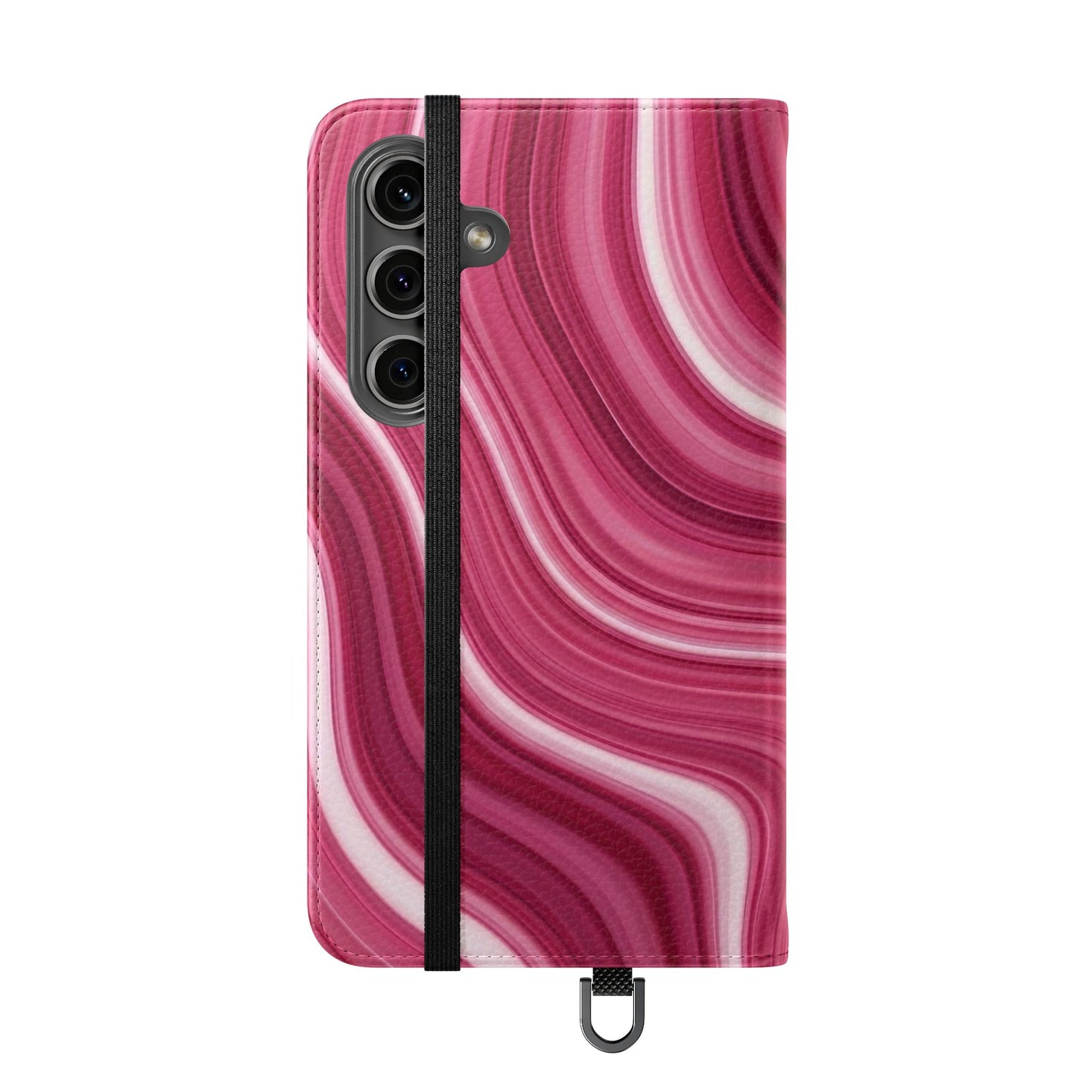 Pink Marble Swirl Flip Case — Wallet Phone Cover with Card Slots