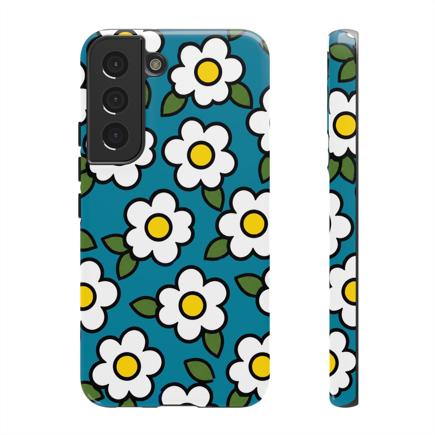 Blue Daisy Tough Phone Case — Floral Protective iPhone Cover