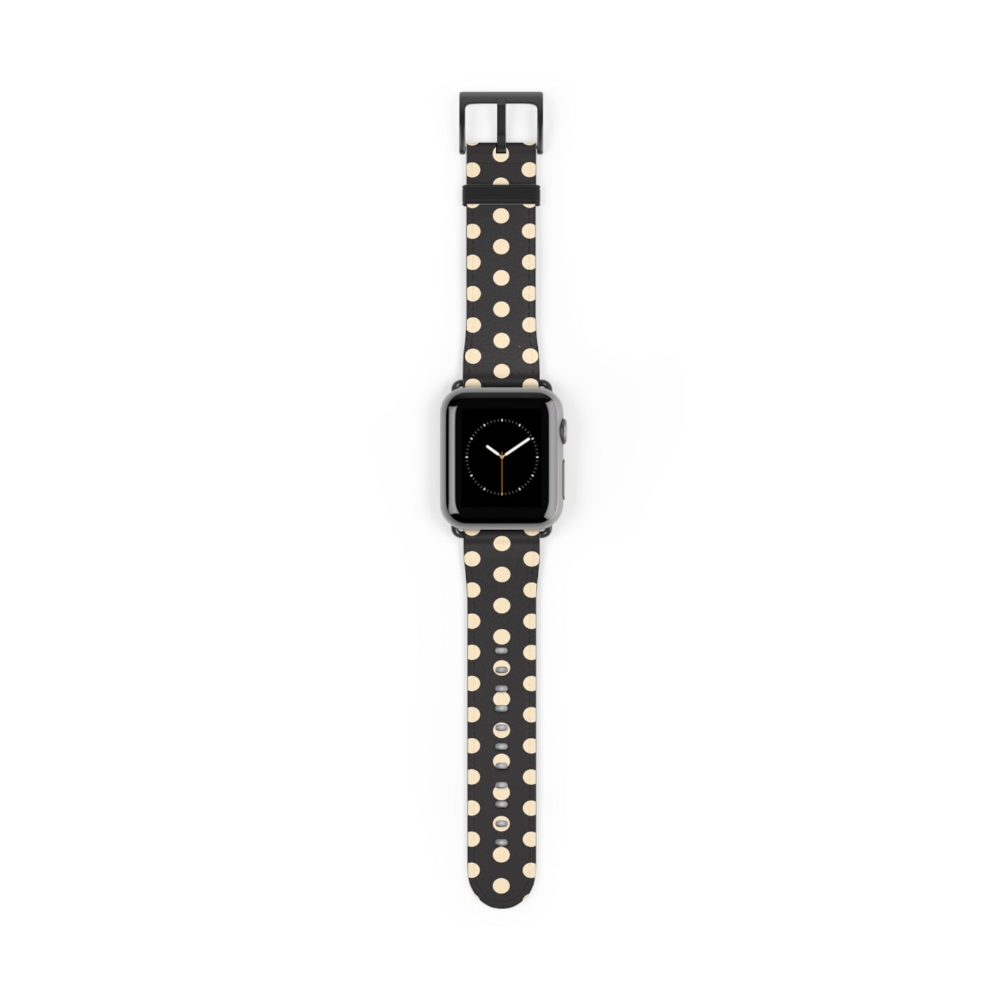 Vintage inspired black and cream polka dot ring holder with magnetic grip, ergonomic design, and retro style
