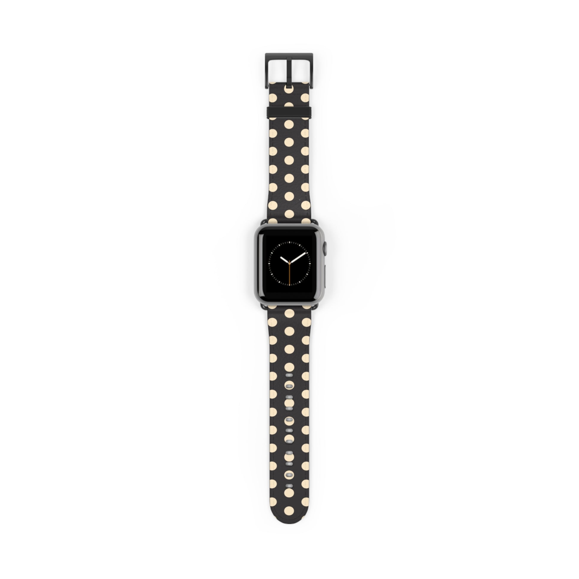 Vintage inspired black and cream polka dot ring holder with magnetic grip, ergonomic design, and retro style