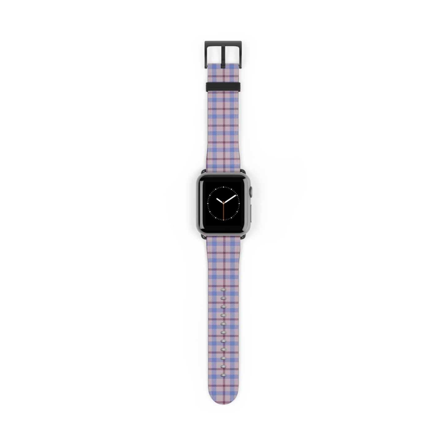 Lavender plaid Apple Watch band with pastel check pattern, cute watch band for women, faux leather strap, spring accessory