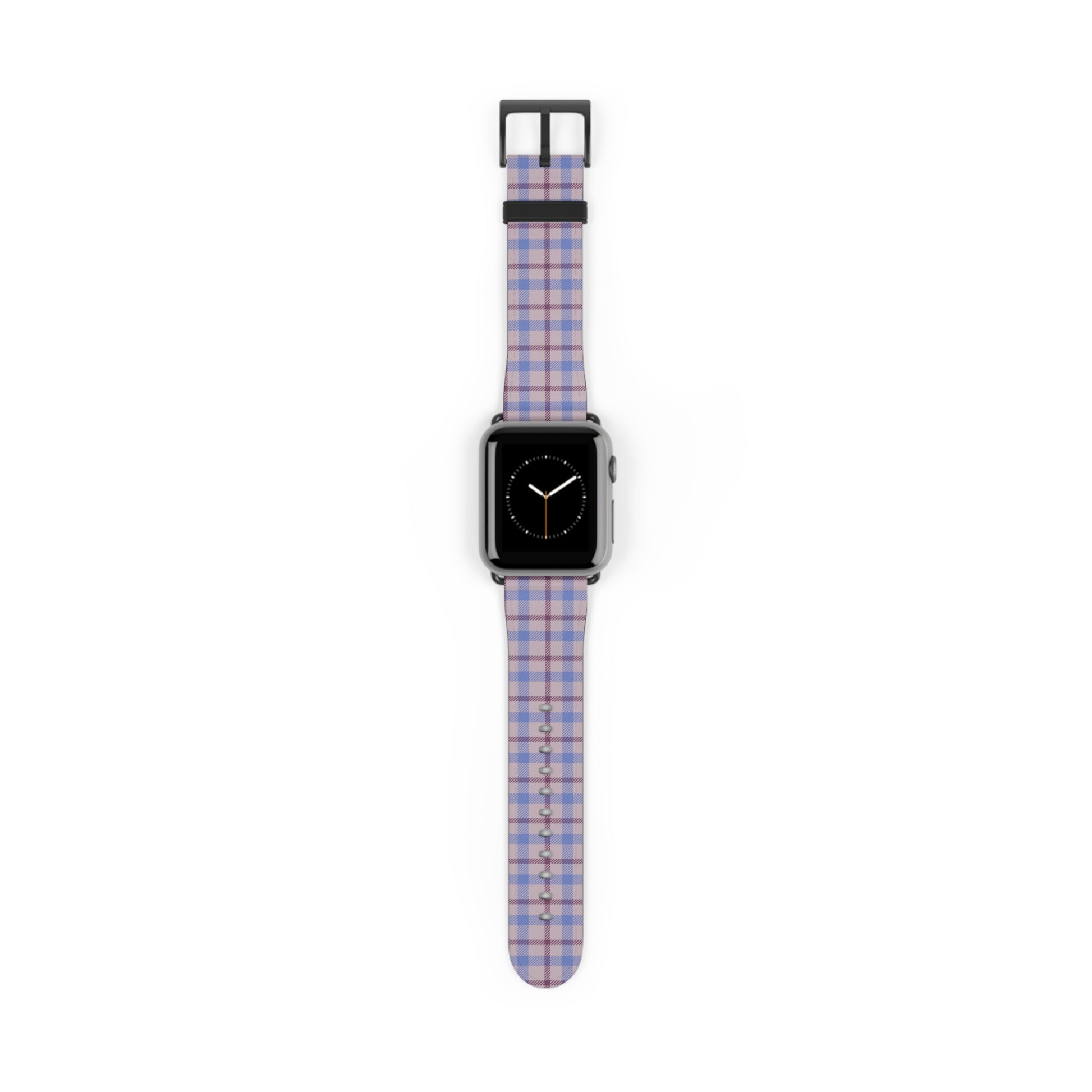 Lavender plaid Apple Watch band with pastel check pattern, cute watch band for women, faux leather strap, spring accessory