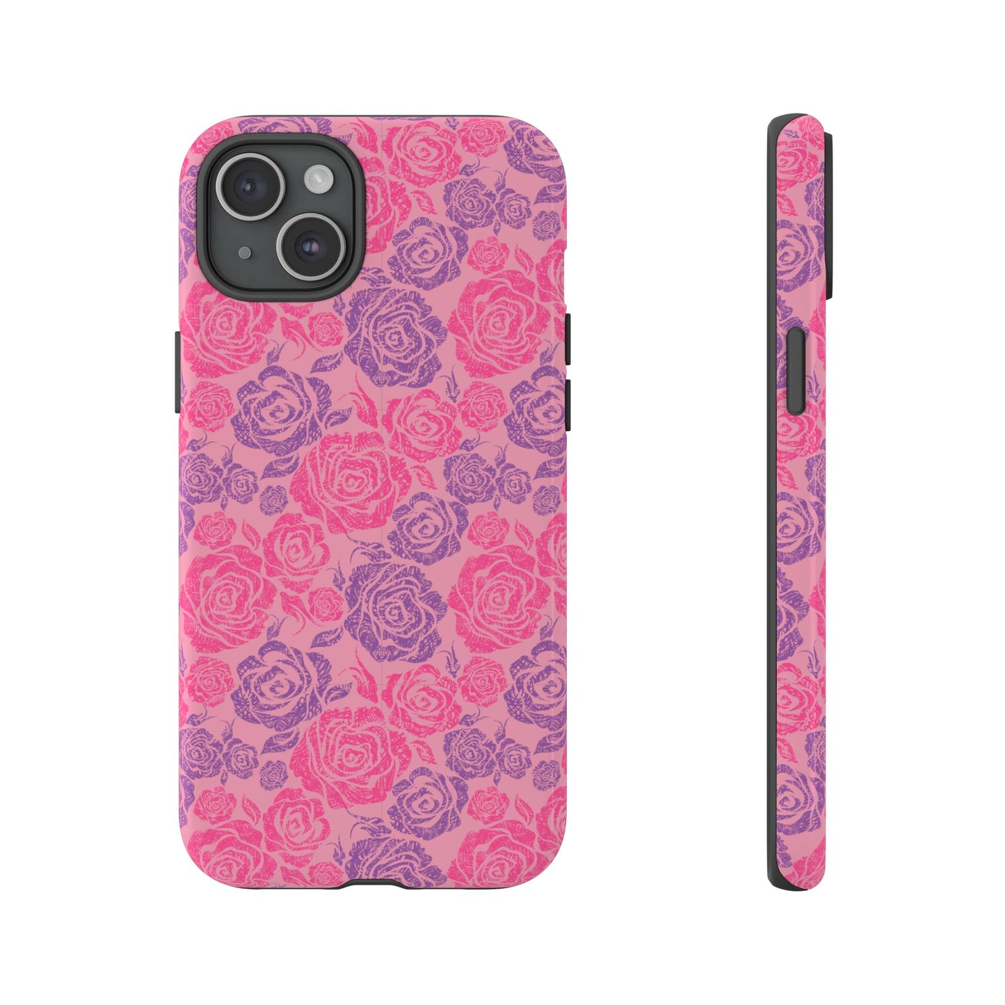 Pink & Lavender Rose Pattern Tough Phone Case