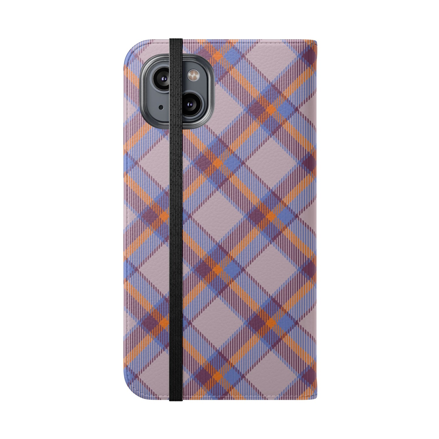 Tartan Flip Phone Case — purple & Orange Plaid Wallet Cover