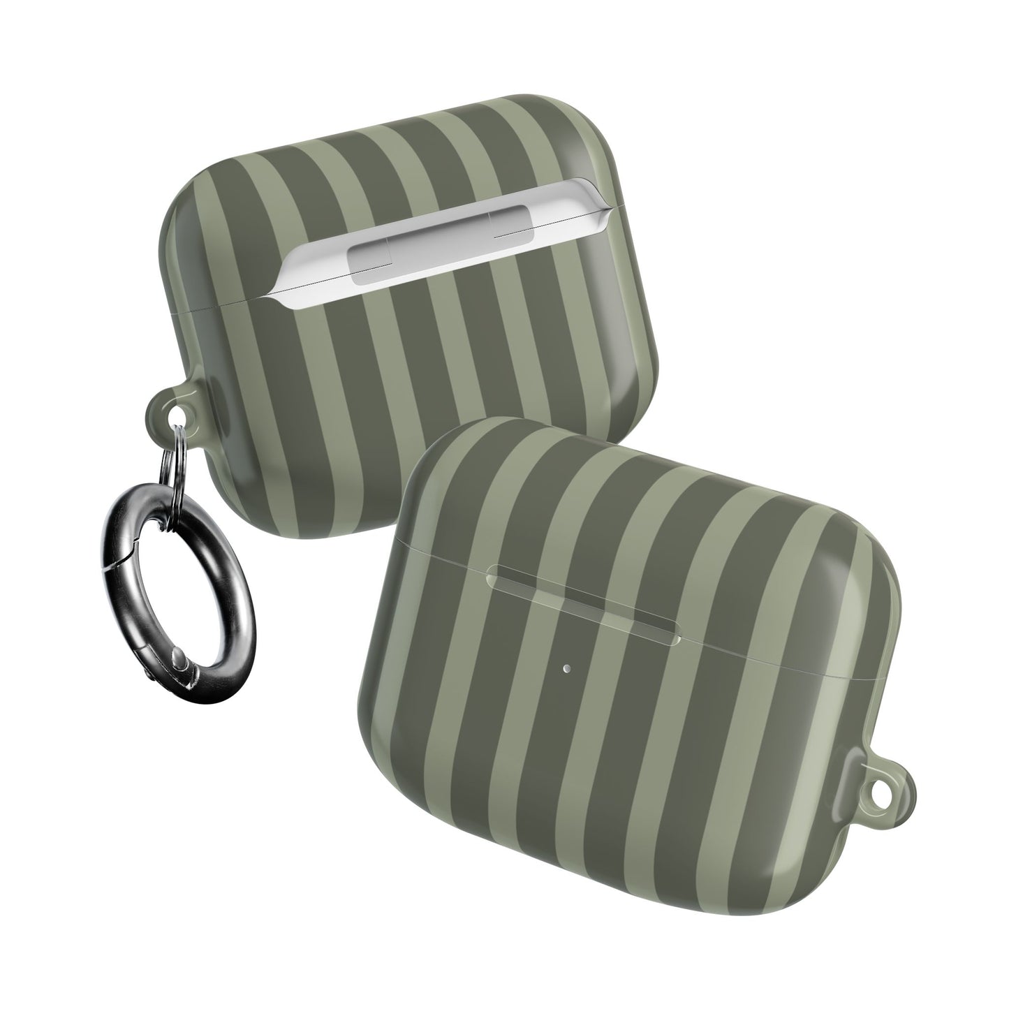 Striped Olive AirPods Case — Protective Green Stripe Pattern Cover