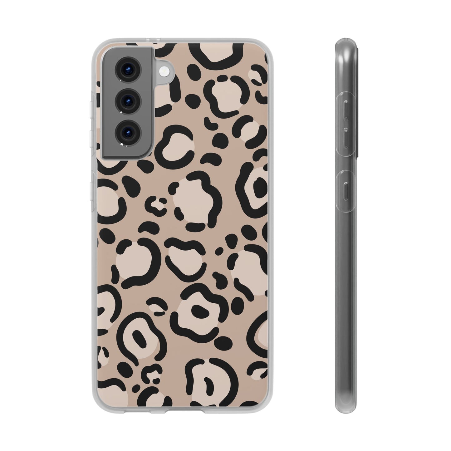 Beige Black Leopard Print Flexi Case for Apple iPhone and Samsung Galaxy.