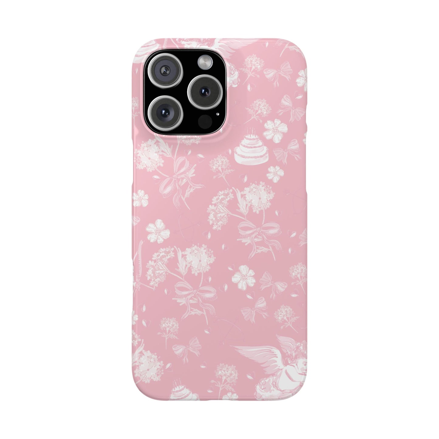 Pink Floral Slim Phone Case for Apple iPhone, Samsung Galaxy and Google Pixel.