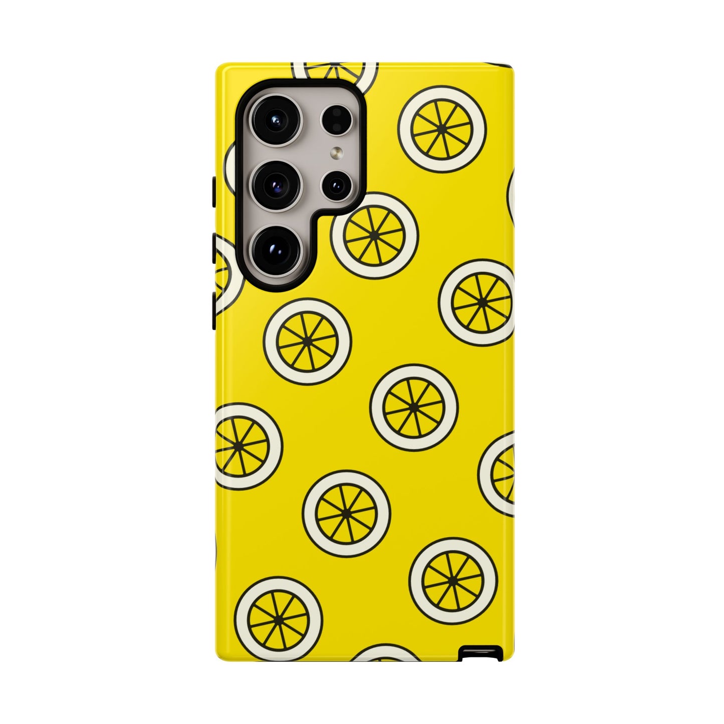 Yellow Lemon Pattern Tough Phone Case — Bright Citrus Protective Cover