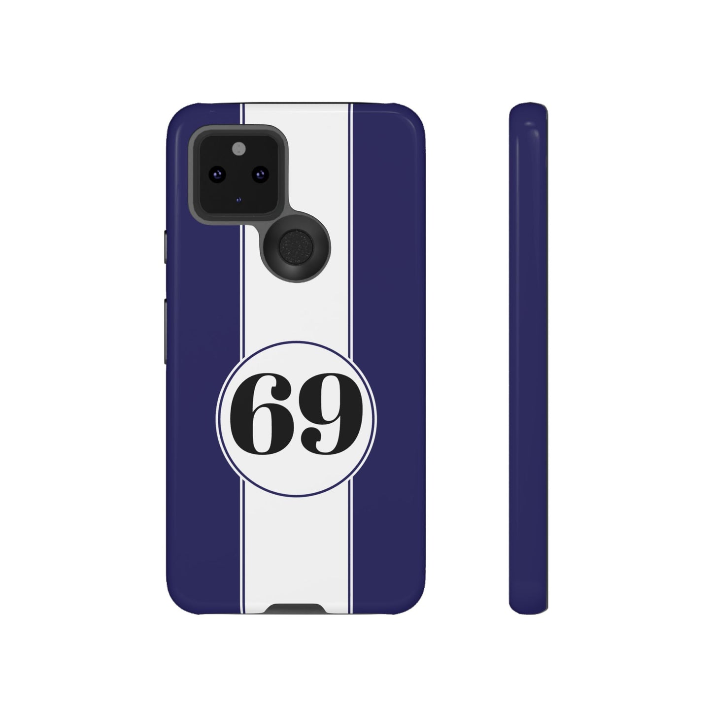 Custom Number Racing Stripe Tough Phone Case for Apple iPhone, Samsung Galaxy and Google Pixel.
