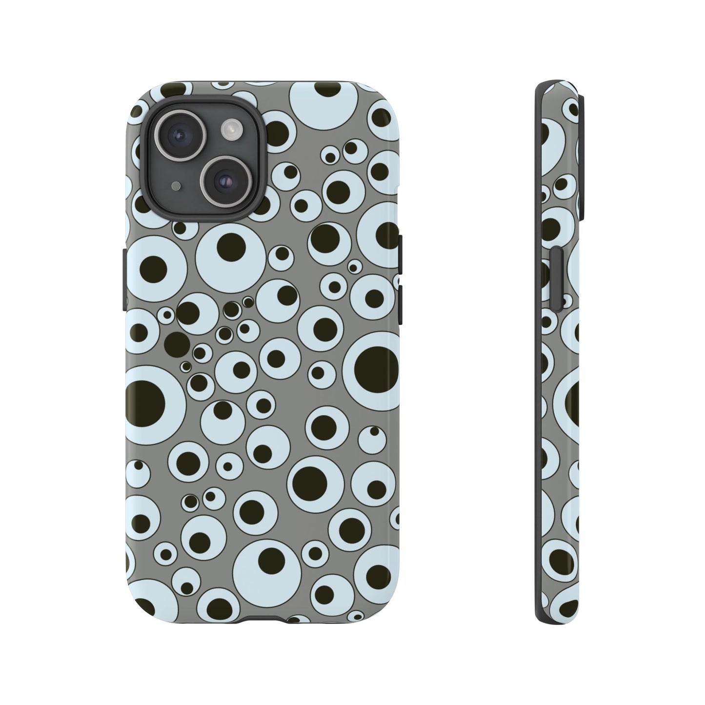 Bubble Pattern Tough Phone Case – Grey Retro Polka-Dot Design