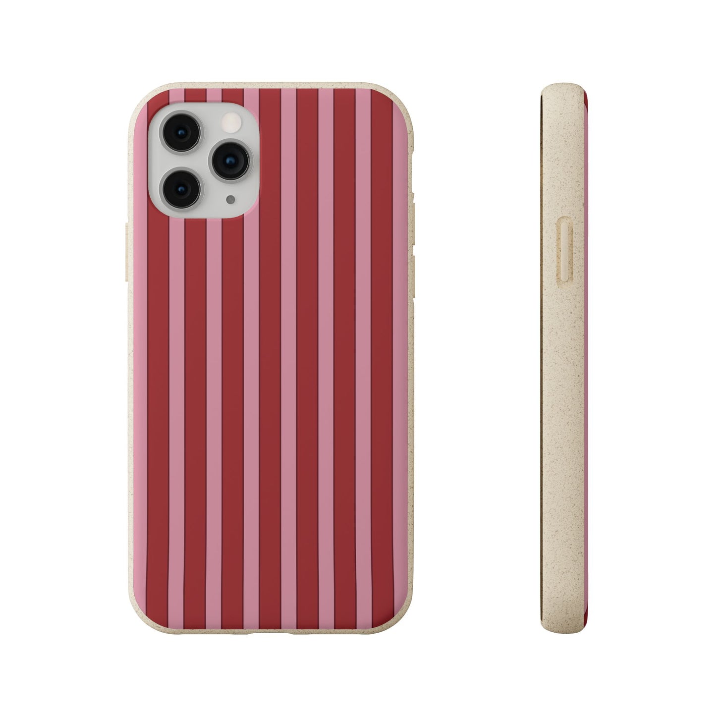Biodegradable Phone Case — Red Vertical Stripe Eco Protective Cover for Apple iPhone and Samsung Galaxy.