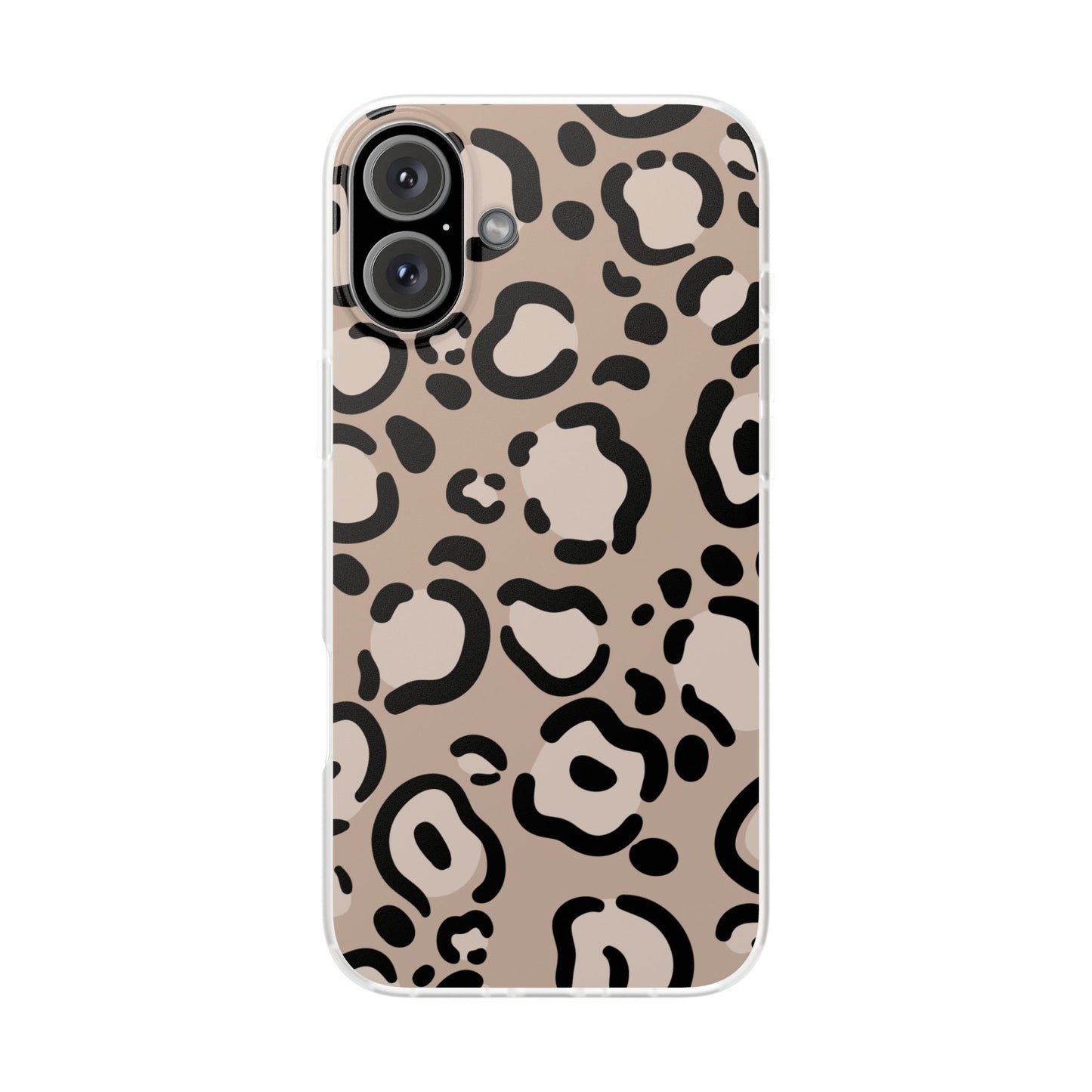 Beige Black Leopard Print Flexi Case for Apple iPhone and Samsung Galaxy.