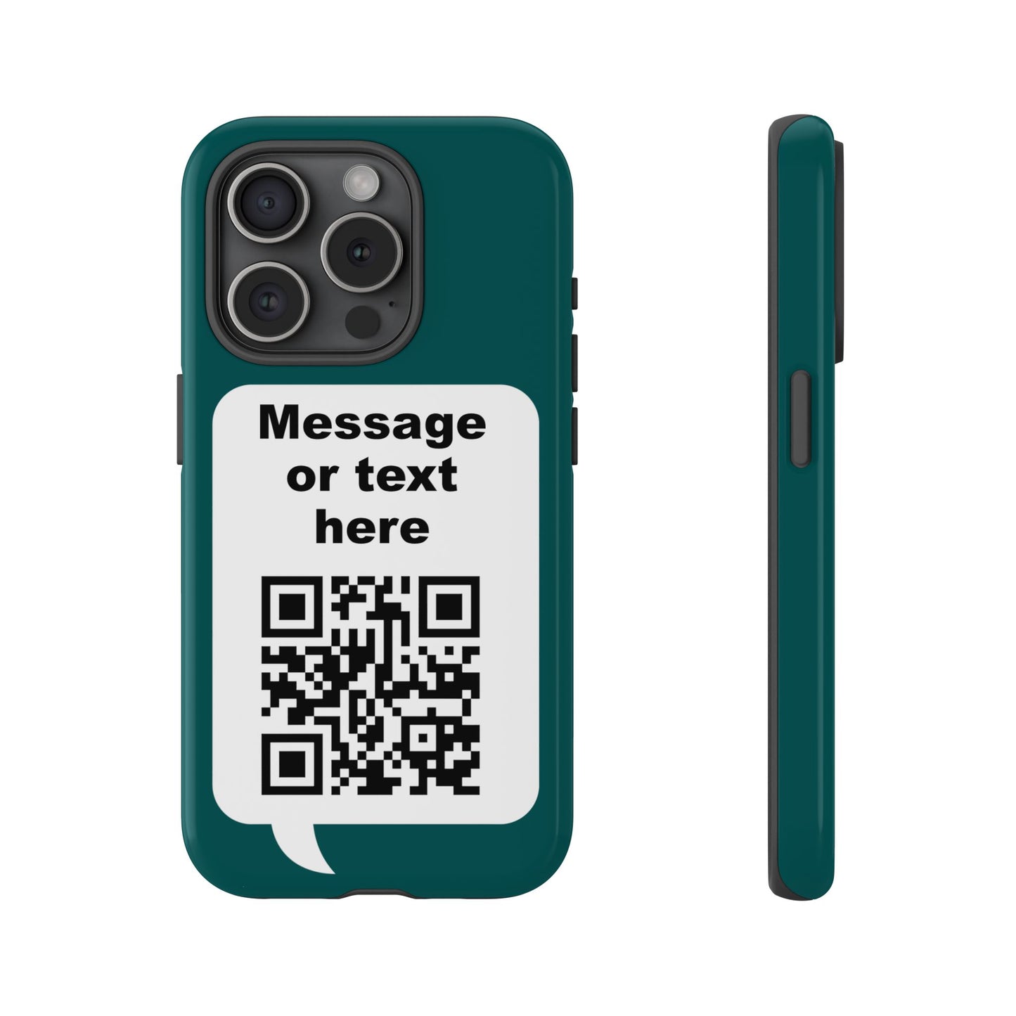 Custom QR Code Tough Phone Case — "Custom text" Contact Case