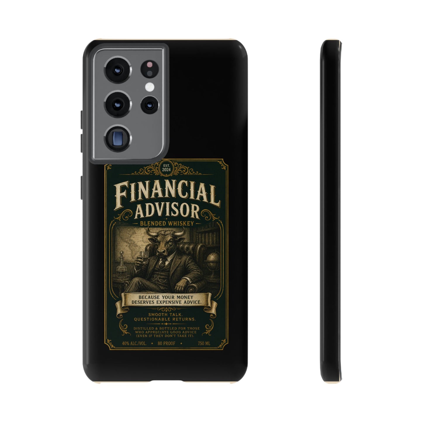 Financial Advisor Phone Case — Vintage Whiskey Label Design