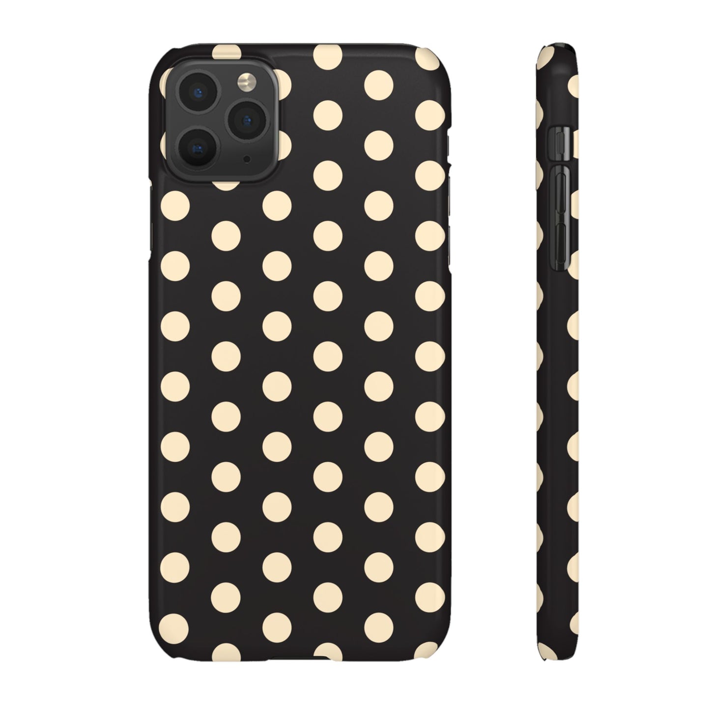 Polka Dot Snap Phone Case — Classic Black & Cream Retro Dots