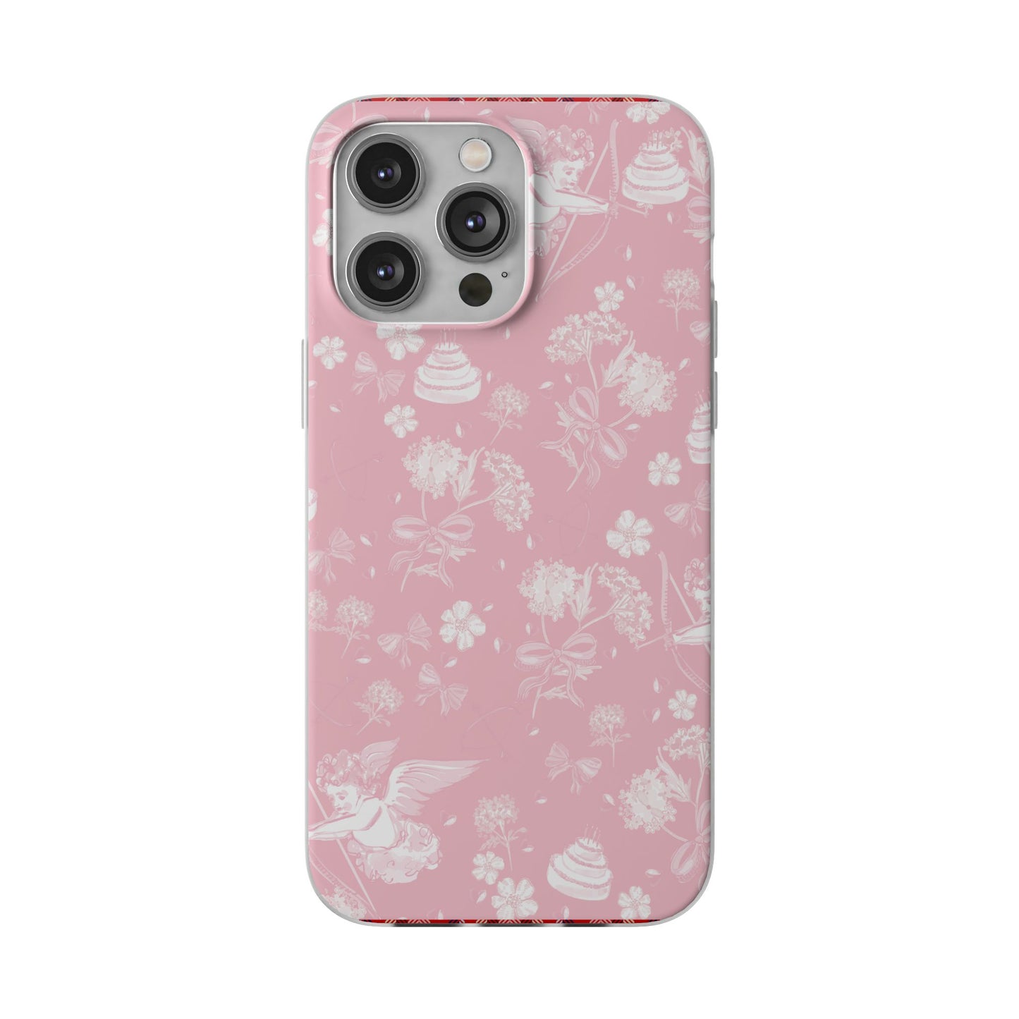 Pink Floral Cherub Flexi Phone Case for Apple iPhone and Samsung Galaxy.