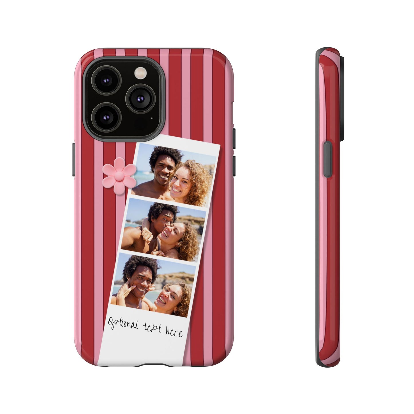 Customisable Three Photo Personalised Collage Tough Phone Case for Apple iPhone, Samsung Galaxy and Google Pixel.