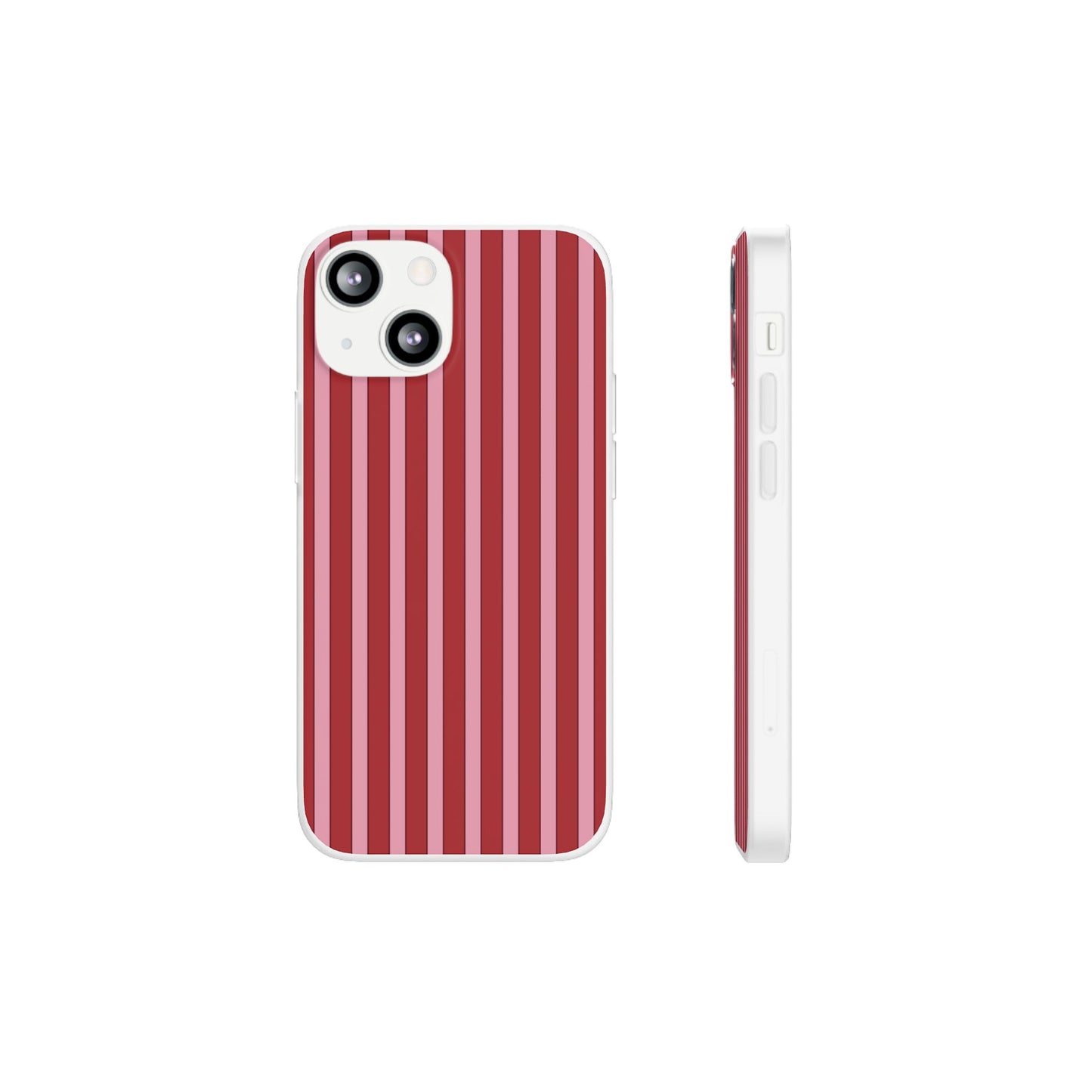 Red Vertical Stripe Protective Flexi Case for Apple iPhone, Samsung Galaxy.