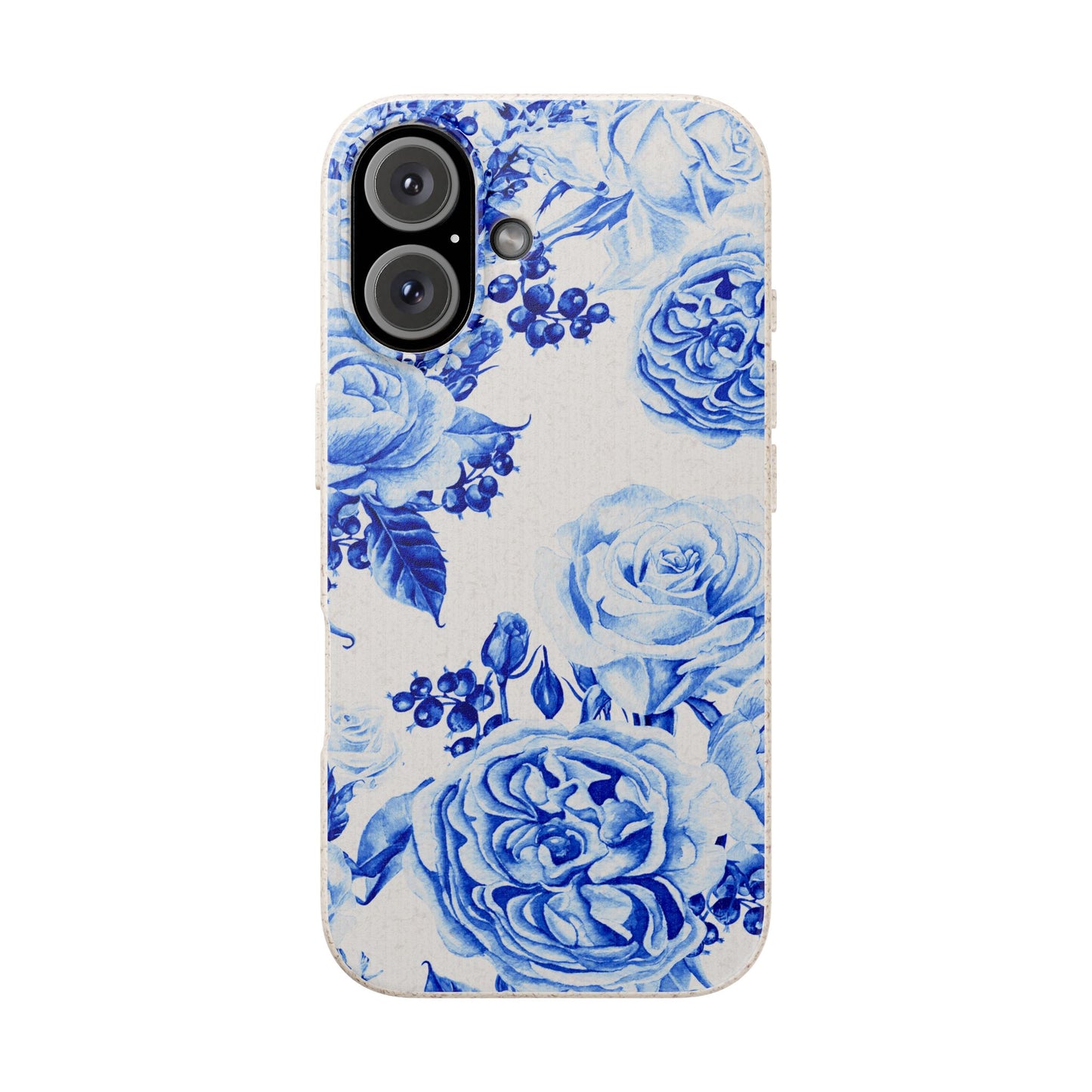 Blue Floral Biodegradable Eco-Friendly Phone Cover for Apple iPhone and Samsung Galaxy.