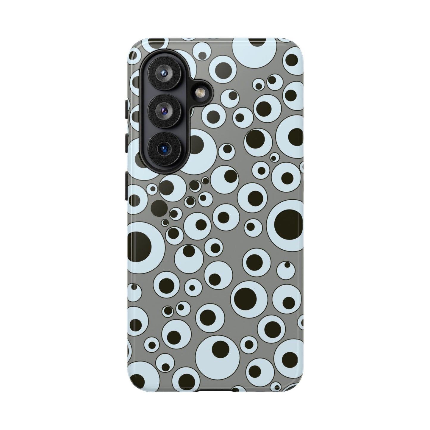 Bubble Pattern Tough Phone Case – Grey Retro Polka-Dot Design