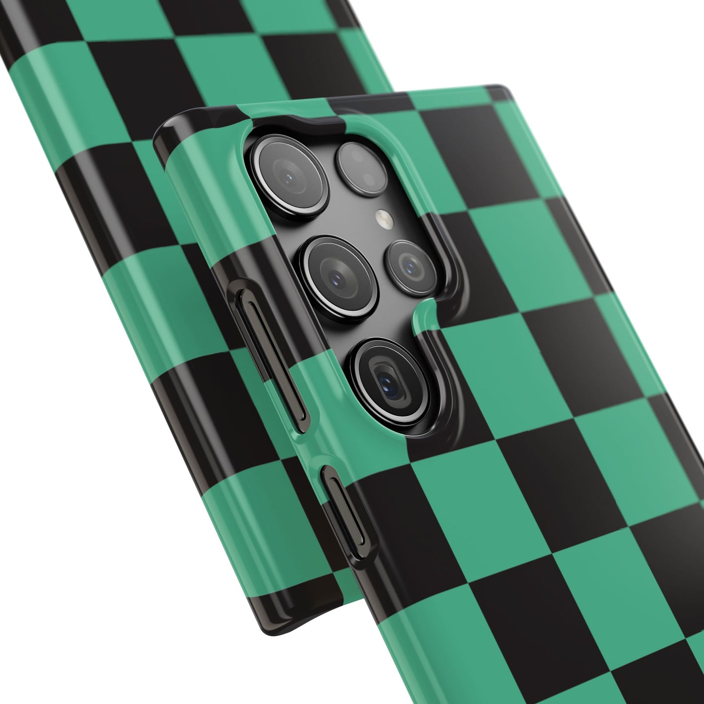 Checkered Teal Snap Case — Black & Teal Phone Cover