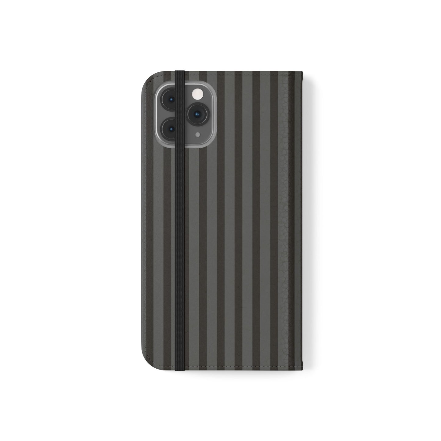 Striped Gray Flip Phone Case — Wallet Flip Case with Card Slots