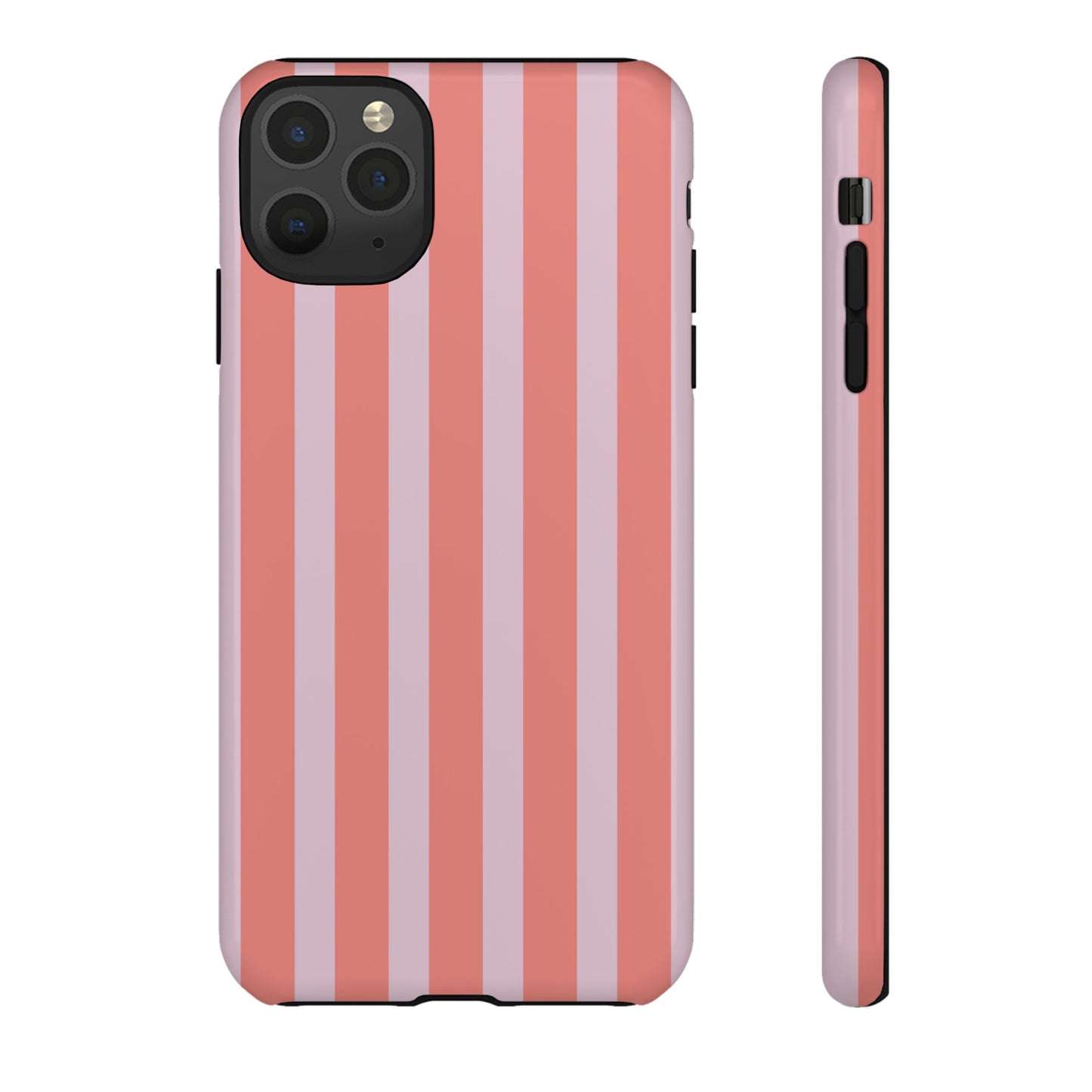 Pink Striped Tough Phone Case — Durable Protective Cover