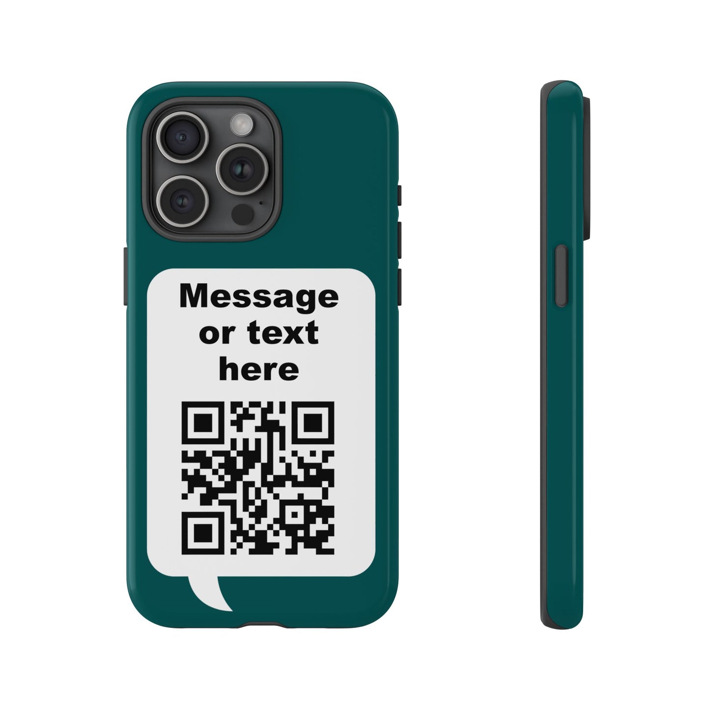 Custom QR Code Tough Phone Case — "Custom text" Contact Case