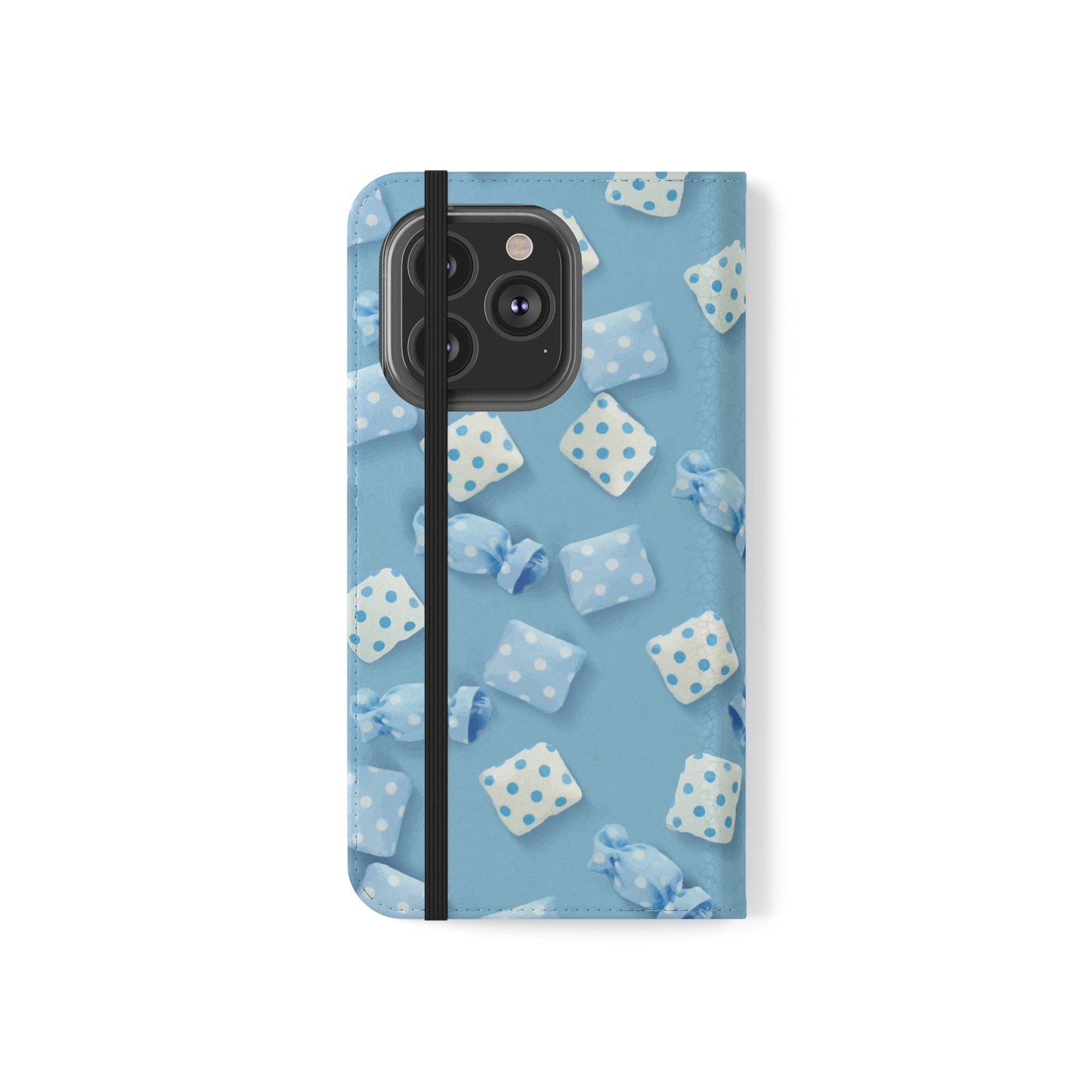 Pastel Blue Fabric Candy Flip Phone Case — Candy Wallet Cover